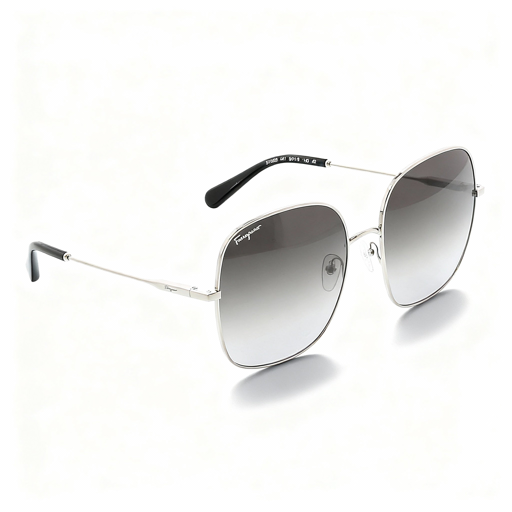 Salvatore Ferragamo Classic Women's Silver Plastic Square Sunglasses 59mm Grey Gradient Non-Polarized Lenses
