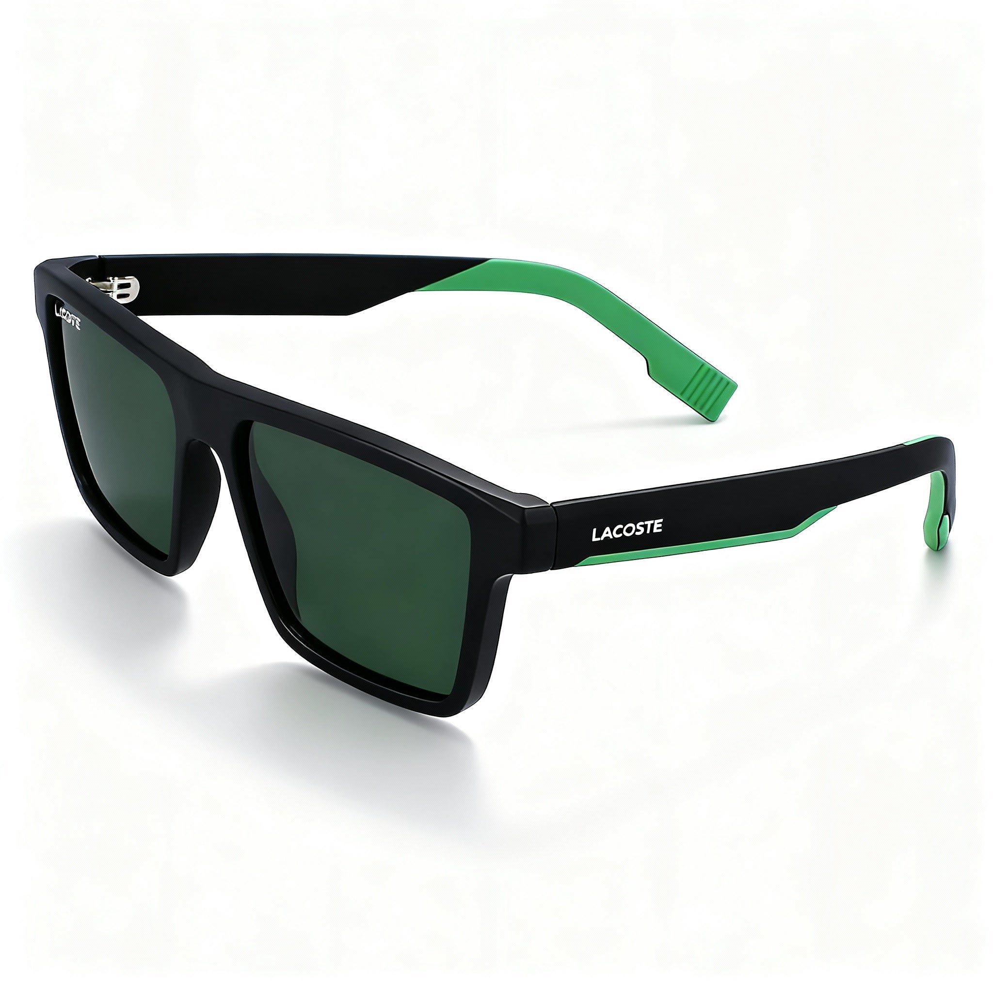 Lacoste Modern Men’s Matte Black Green Plastic UV Protection Non-Polarized 55mm Sunglasses