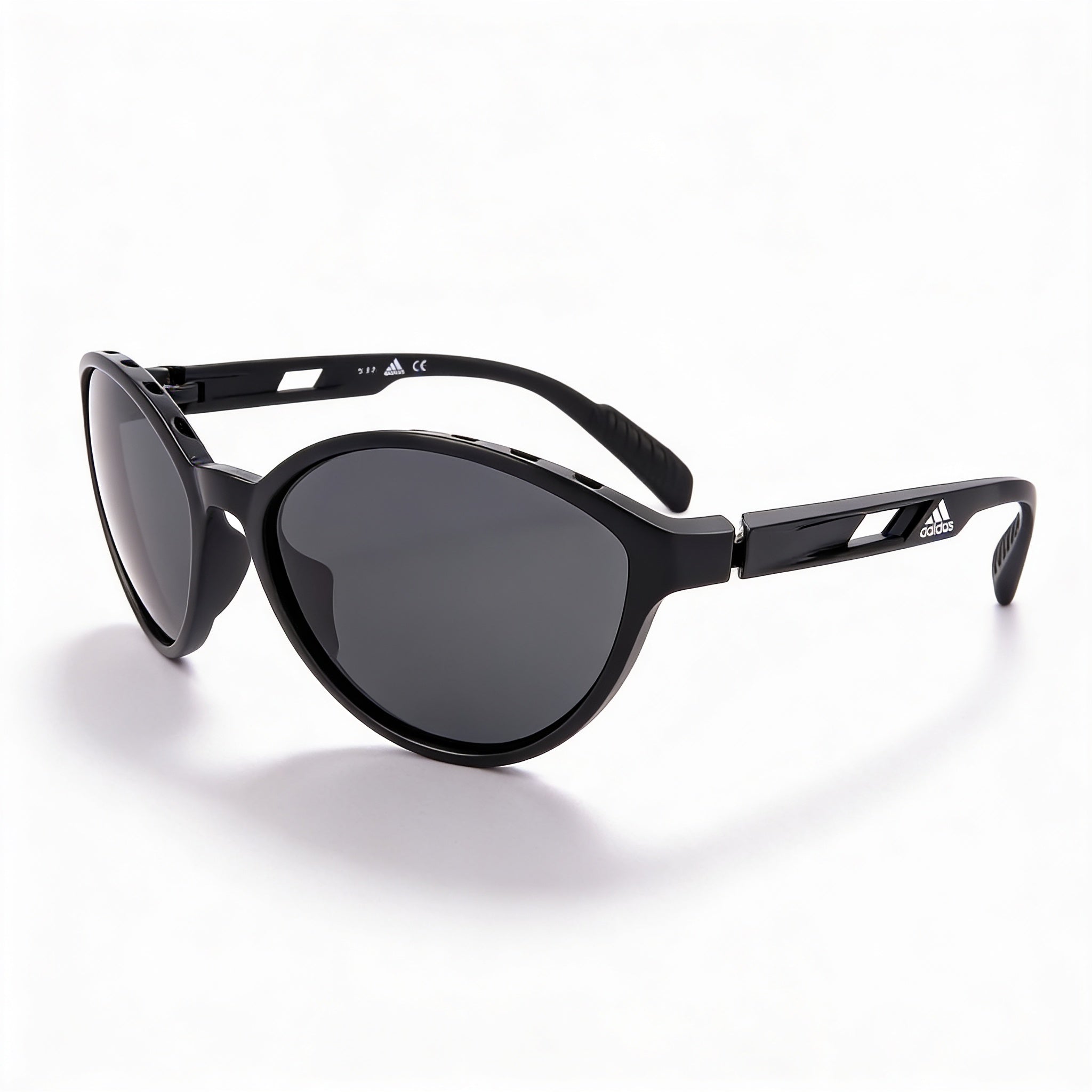 adidas Sp0012 Women's Cat Eye Plastic Black Gloss Sunglasses Grey Gradient UV Lenses 61mm