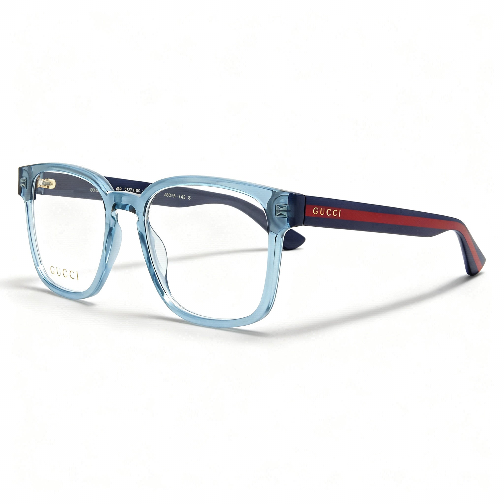 Gucci GG0927O 006 Men's Transparent Blue Acetate Full Rim Square Glasses 49-19-145
