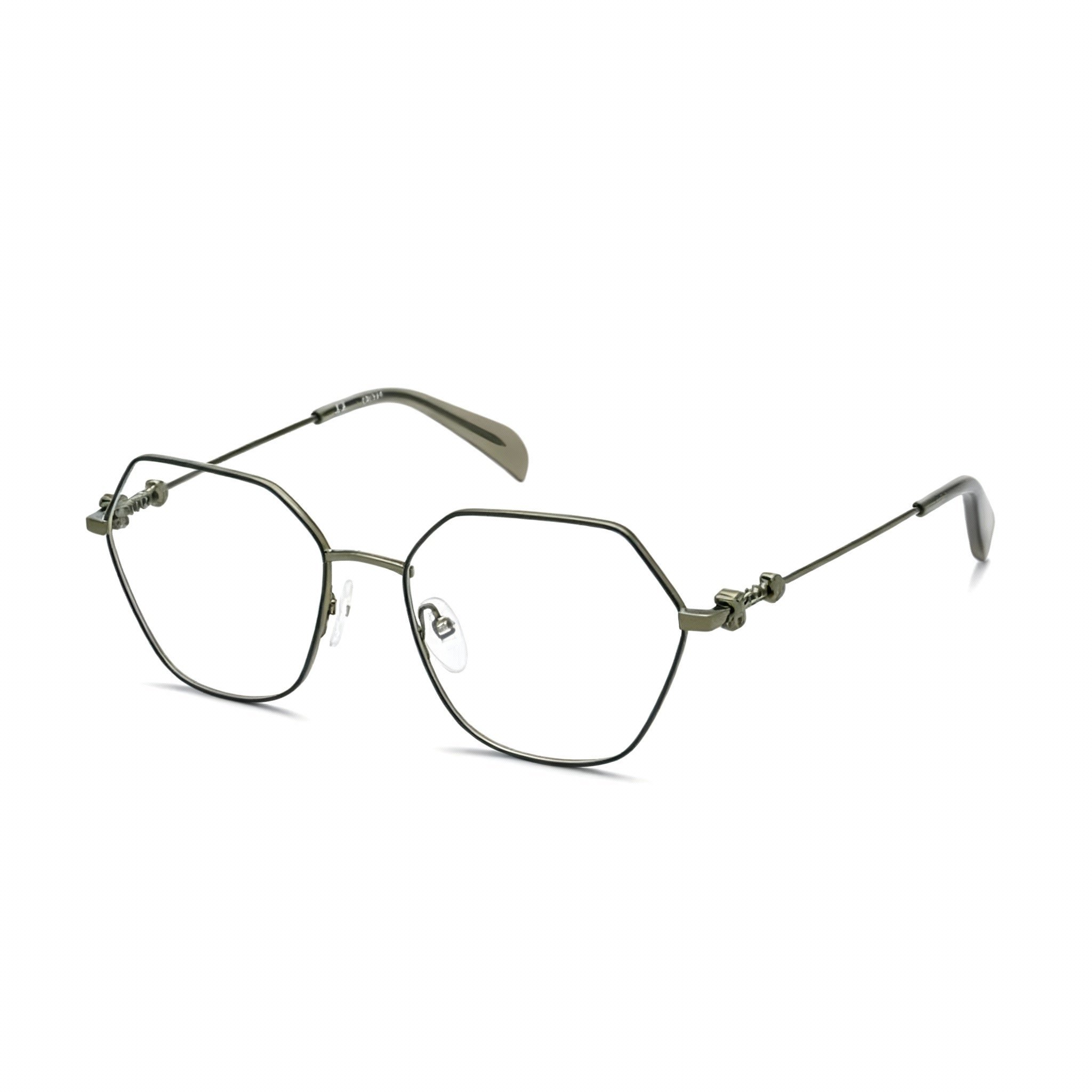 TOUS VTO432 Men's Casual Optical Glasses, Shiny Green, Transparent Lenses, Bridge 18mm, Temple 135mm