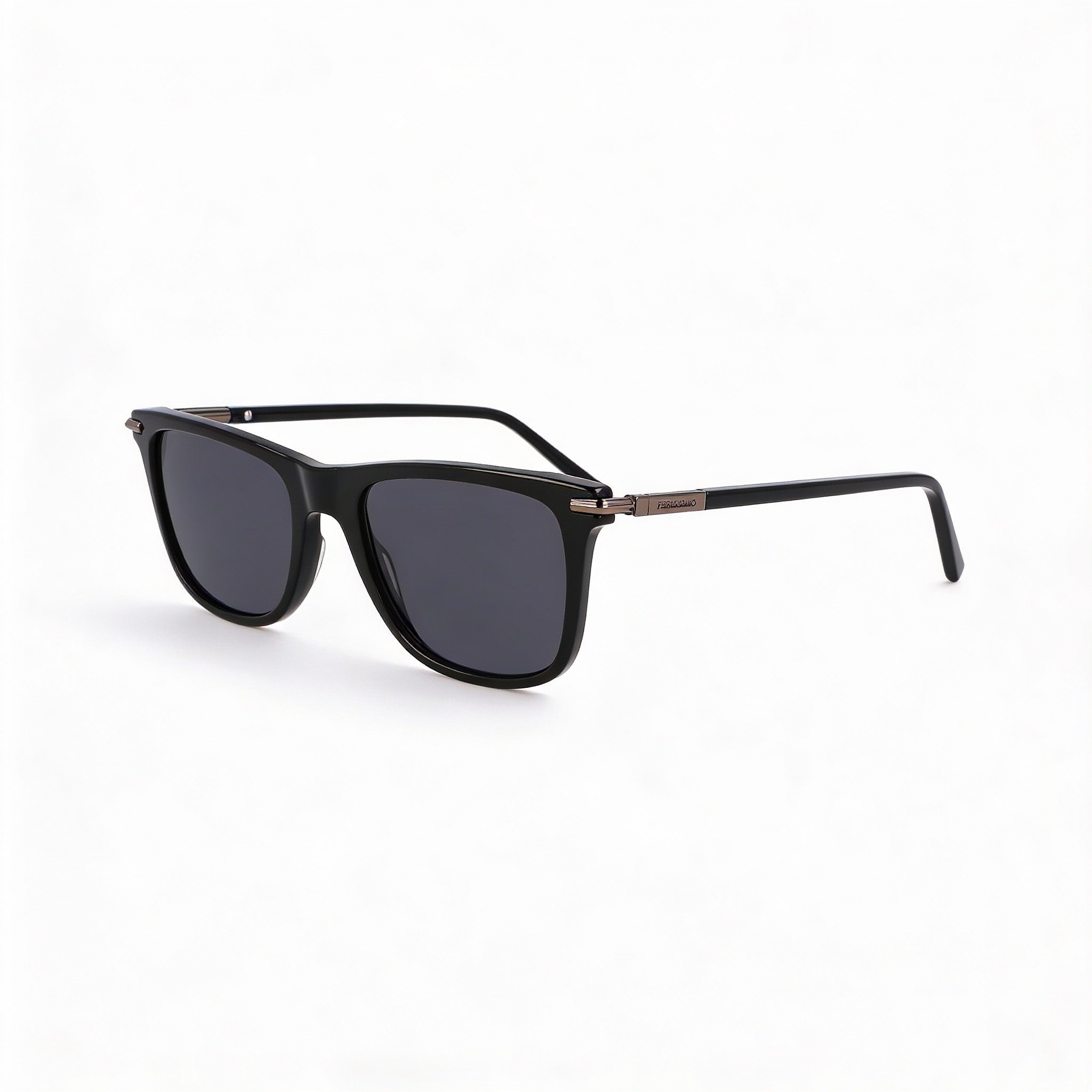 Ferragamo Sf2028s Unisex Black Titanium Modified Rectangle Sunglasses 54mm
