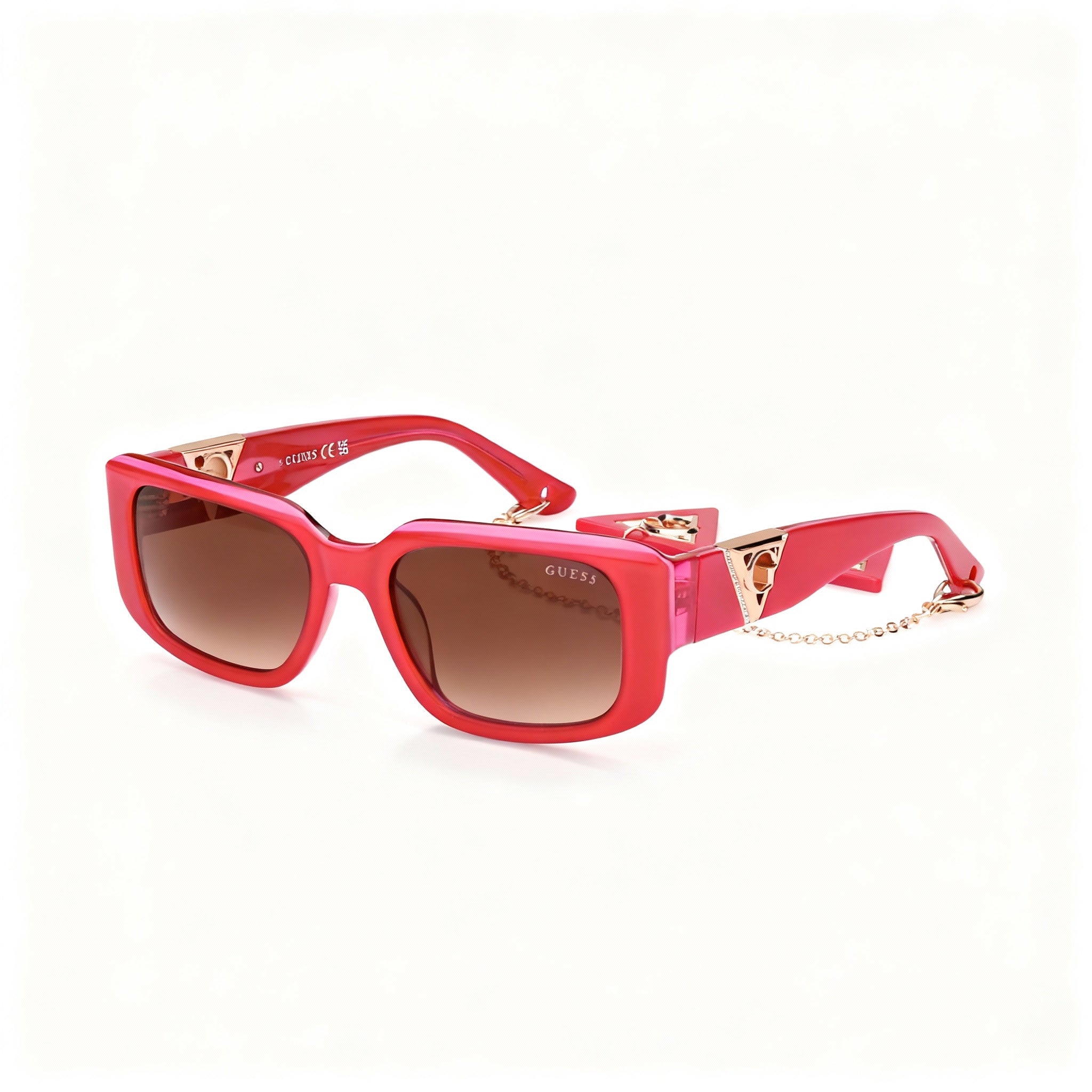 GUESS Casual Women's Shiny Pink Acetate Non-Polarized Bordeaux Gradient Sunglasses 53-18-140