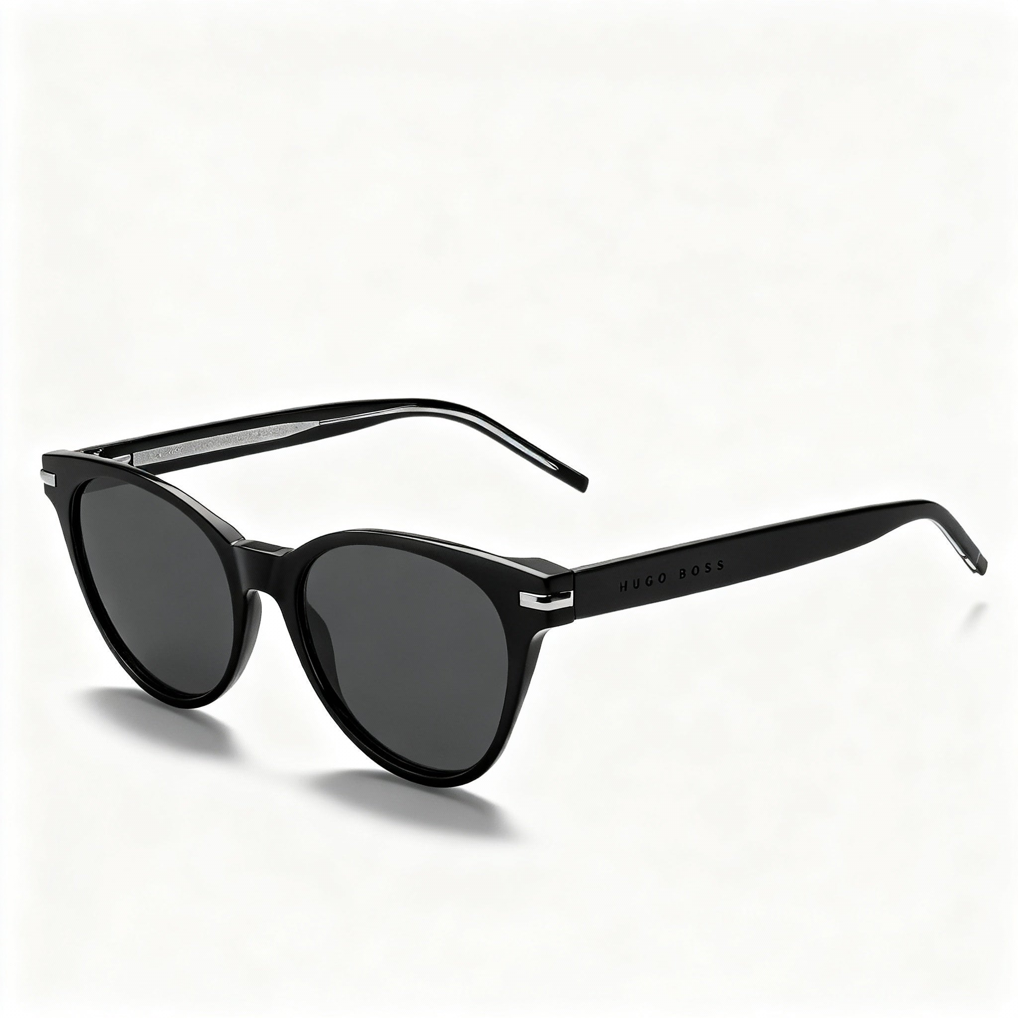 BOSS Classic Women's Acetate Black Frame Grey Lens Non-Polarized UV Protection Sunglasses 53-19-145