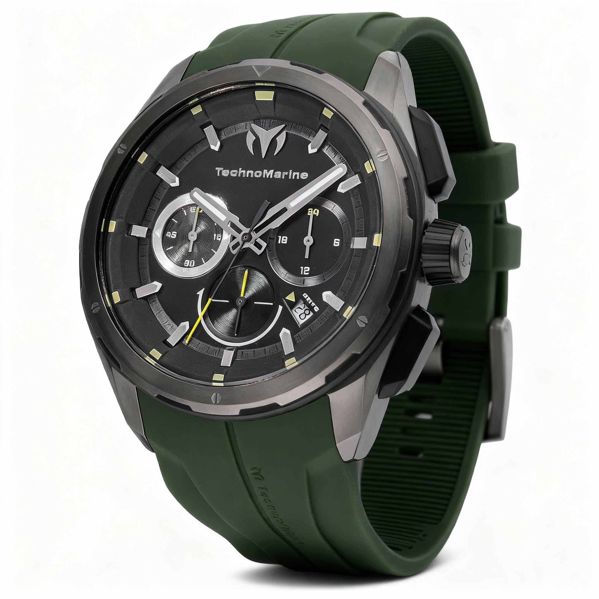 TechnoMarine OCEAN - NOMAD TM-318100 Unisex Quartz Chronograph Watch, Grey Stainless Steel Case, Black Dial, 43mm