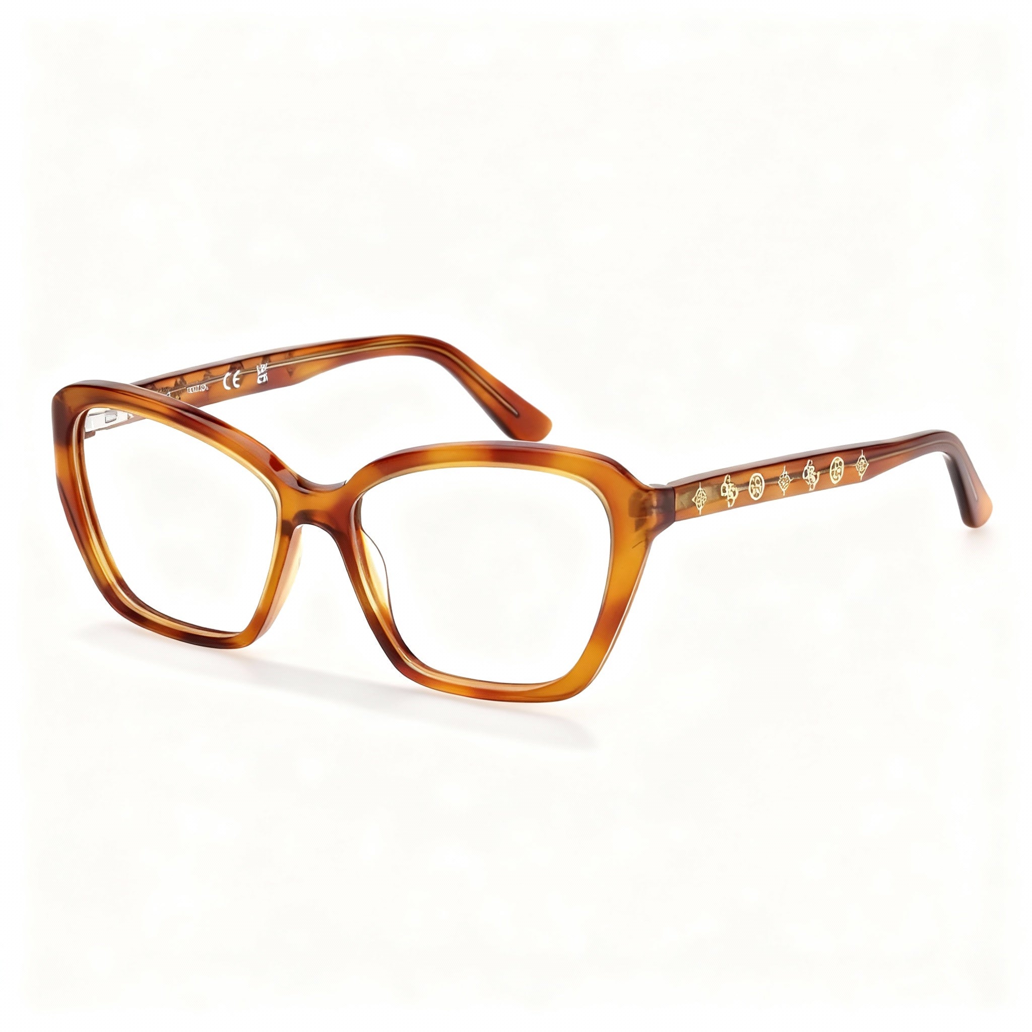 GUESS GU50115 Women's Eyewear, Blonde Havana Frame, Multicoloured Composite Lens, Size 2-14-140