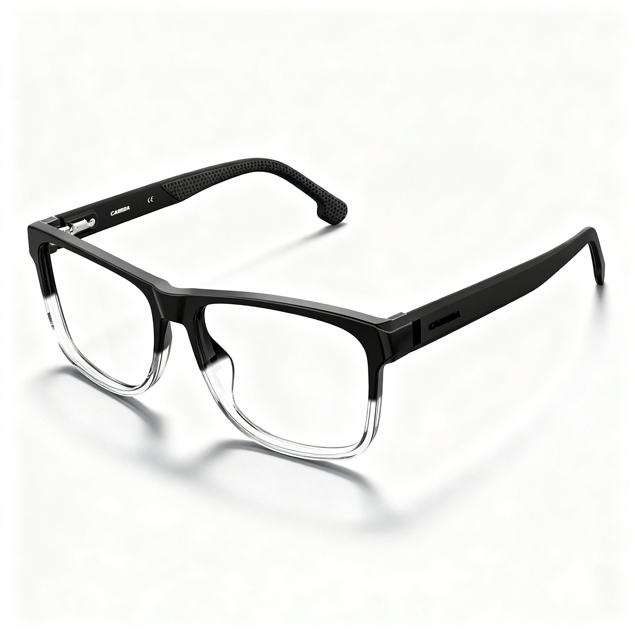 Carrera 8851 Men's Square Bi-Injected Acetate Eyeglasses with Flex Hinges Black Crystal 56-16-145