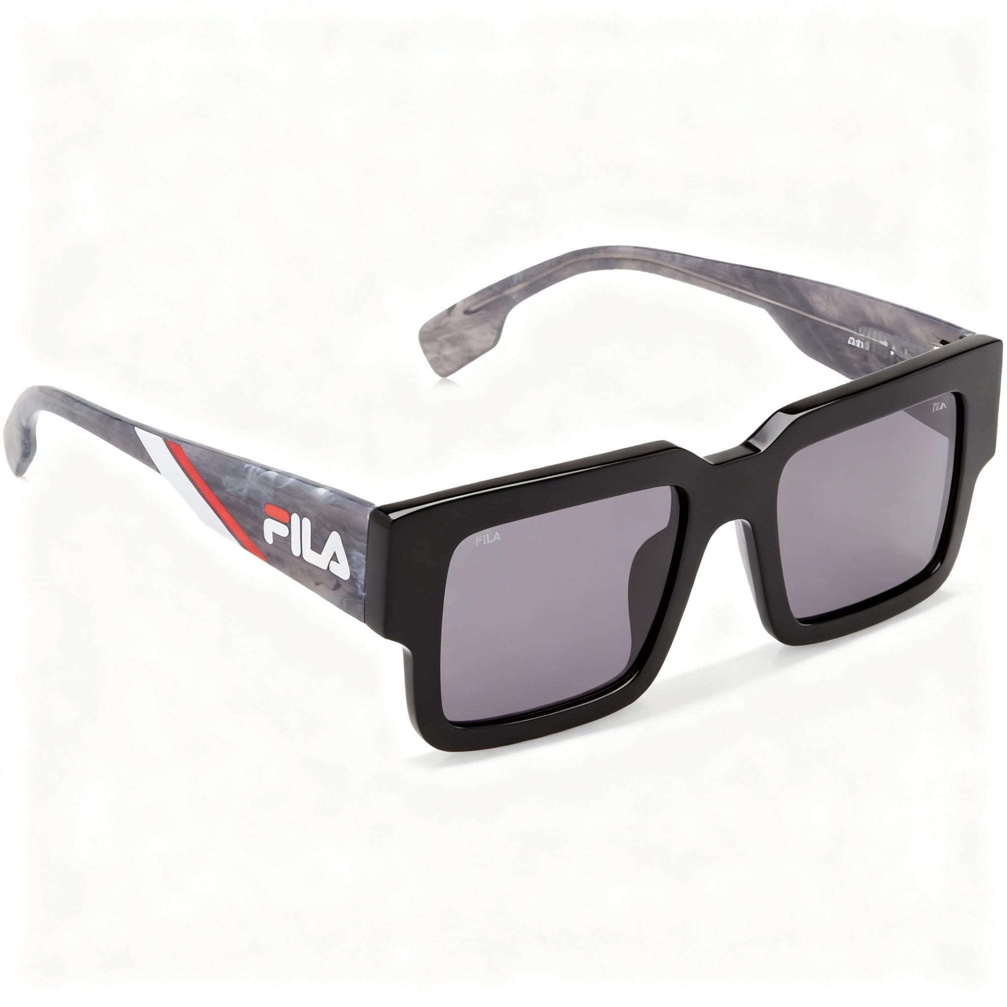 Fila SFI314 Casual Men's Shiny Black Acetate Sunglasses Smoke Crystal Non-Polarized 51-20-140