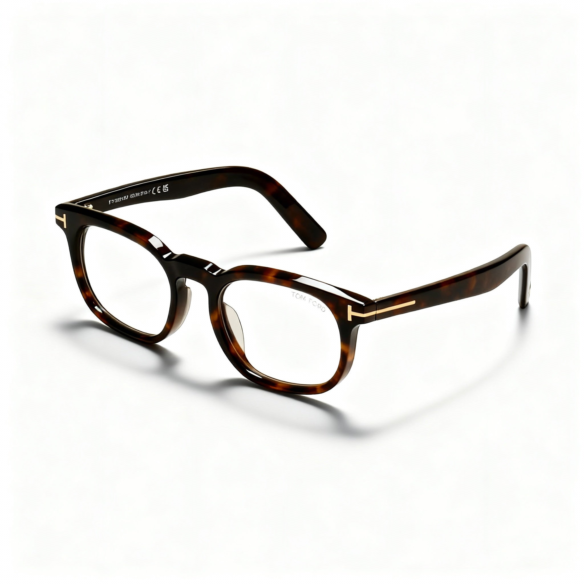 Tom Ford FT5930-D-B Unisex Square Havana Acetate Blue Light Block Eyeglasses 52mm