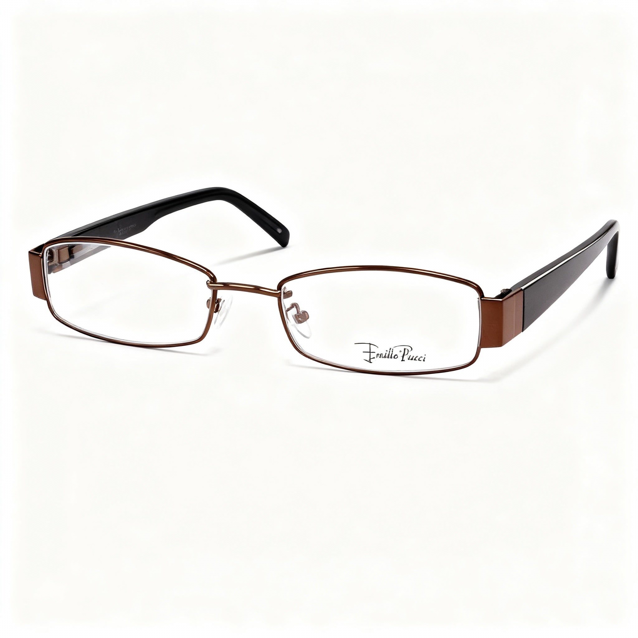 Emilio Pucci EP2136 210 Women's Rectangle Eyeglasses, Brown Metal Frame with Clear Lenses, 50mm Lens Width