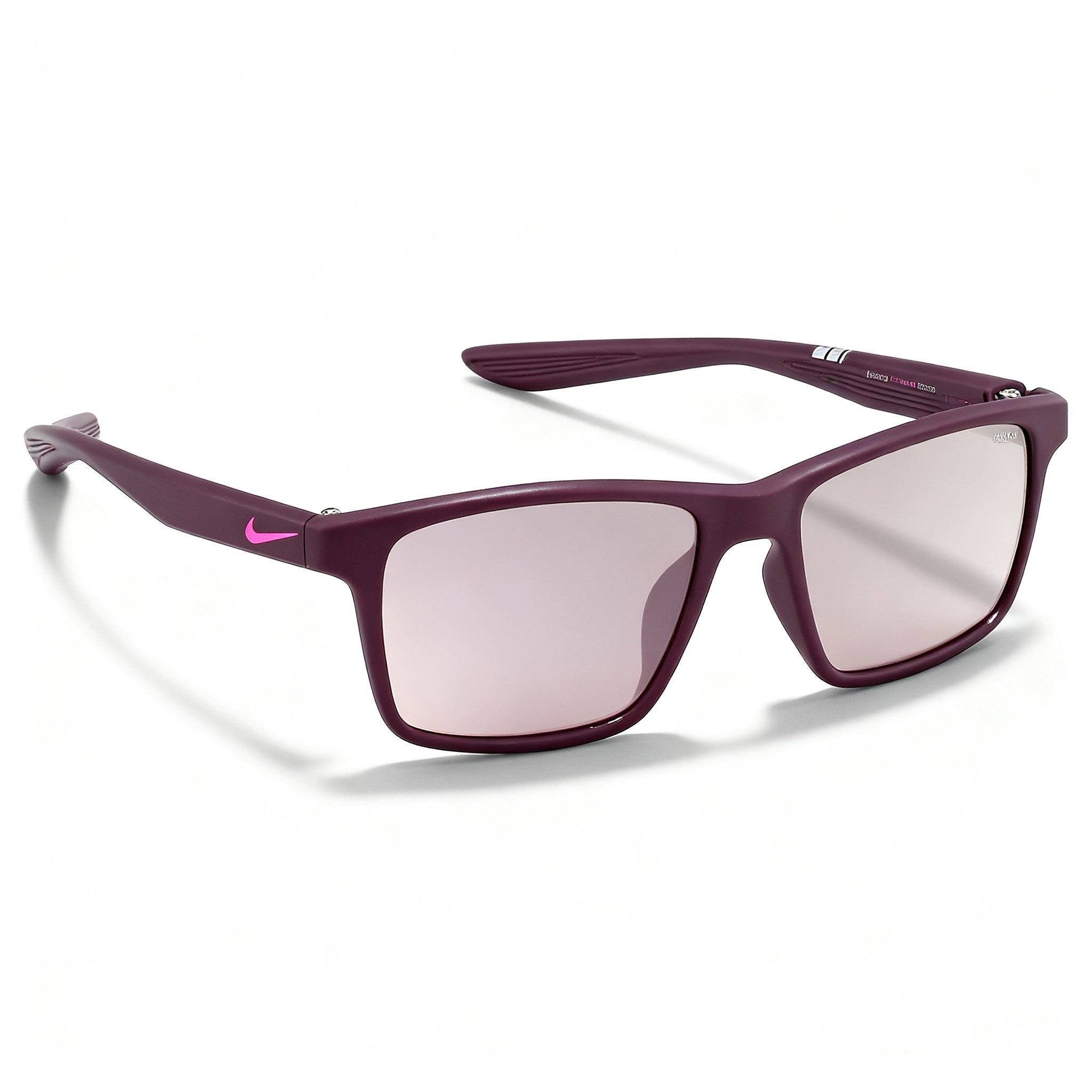 Nike Whiz EV1160 Unisex Titanium Sunglasses, Matte Bordeaux Fuchsia Frame, Grey Light Pink Mirror Lenses, 48mm