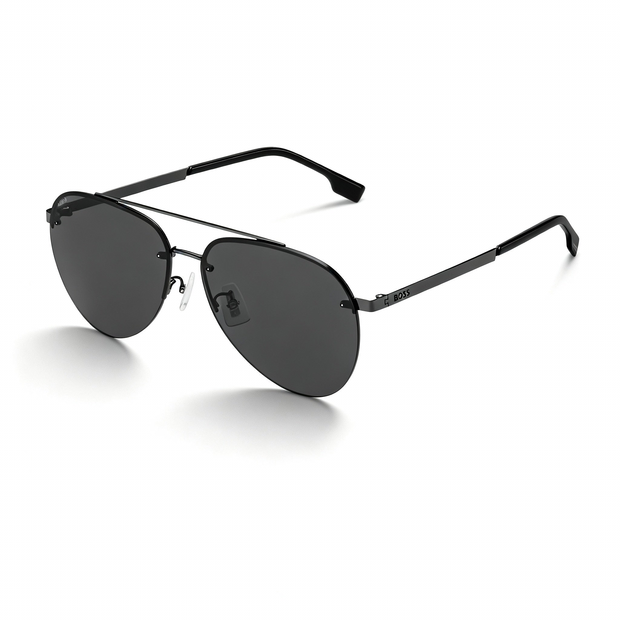 HUGO BOSS Modern Unisex Metal Frame Black Non-Polarized UV Protection Polycarbonate Sunglasses 62mm