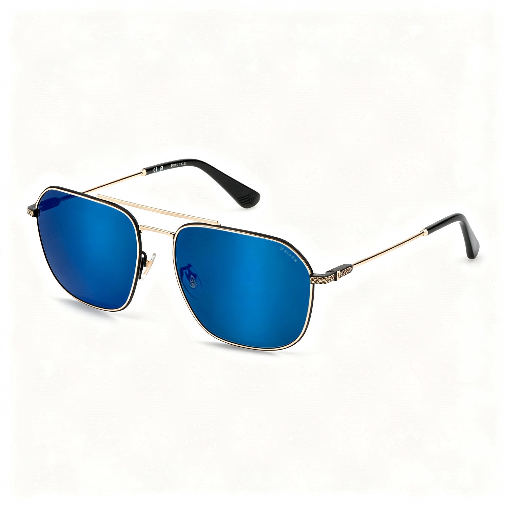 Police Unique Men’s Metal Frame Sunglasses, Non-Polarized Blue Lenses, 55-18-145 UV Protection