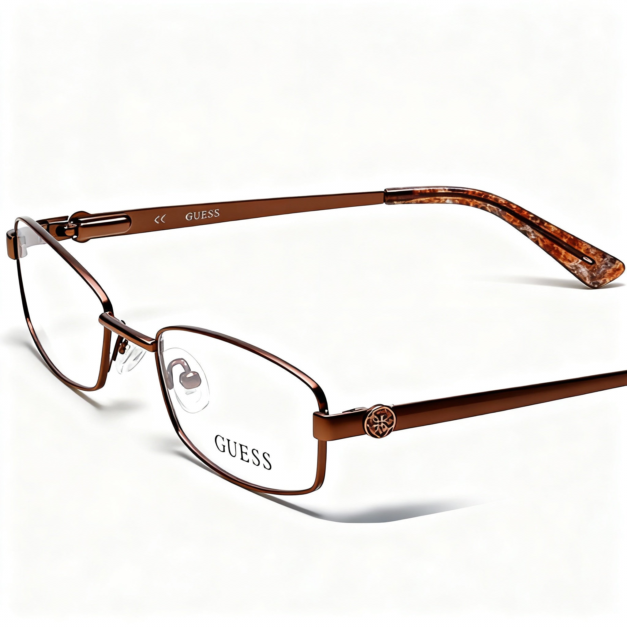GUESS Modern GU2524 Women's Metal Frame Eyeglasses, Full Rim Square, Matte Dark Brown 49-18-135