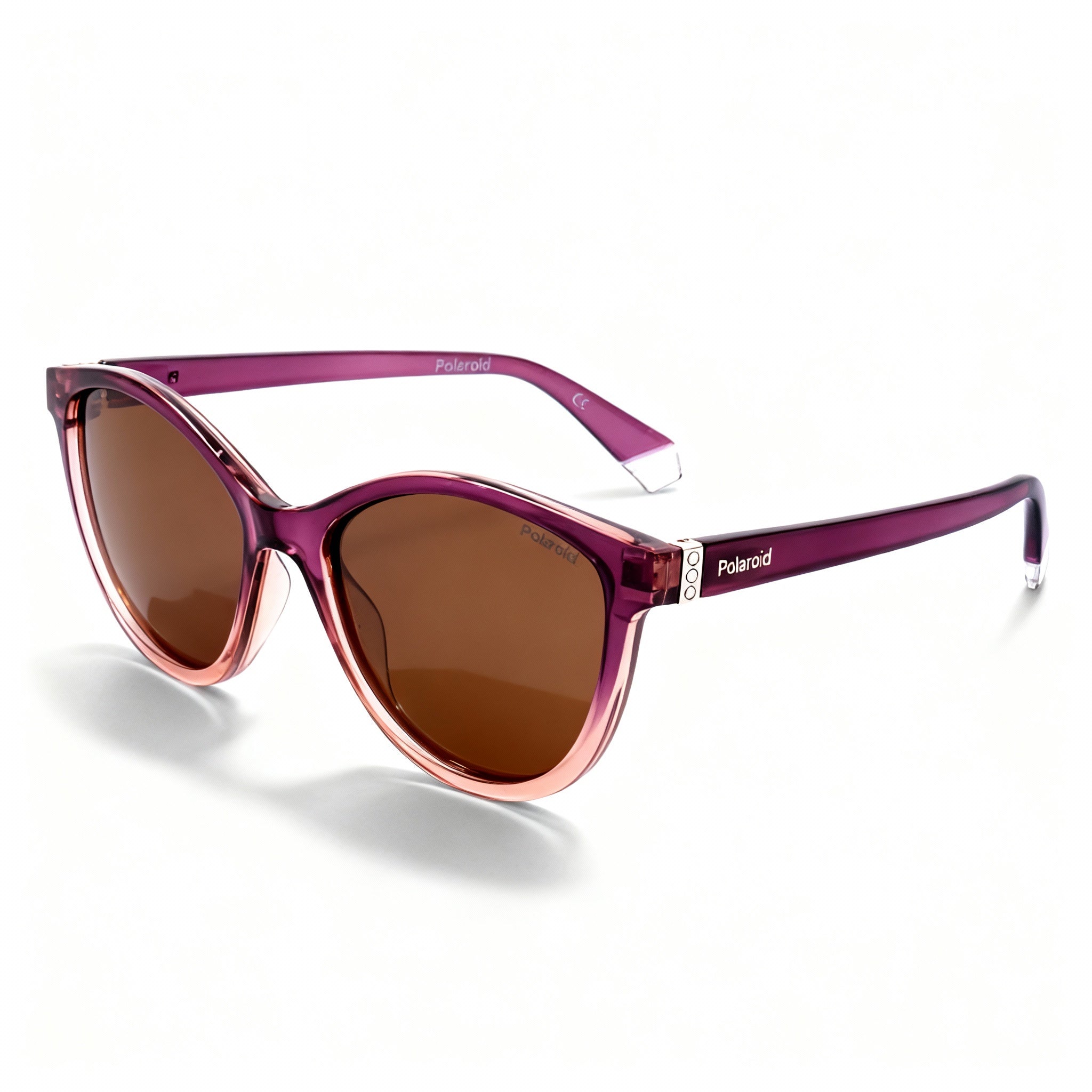 Polaroid PLD 4133/S/X Women's Cat Eye Polarized Plastic Sunglasses, Violet Beige Frame, Bronze Lens, 55mm