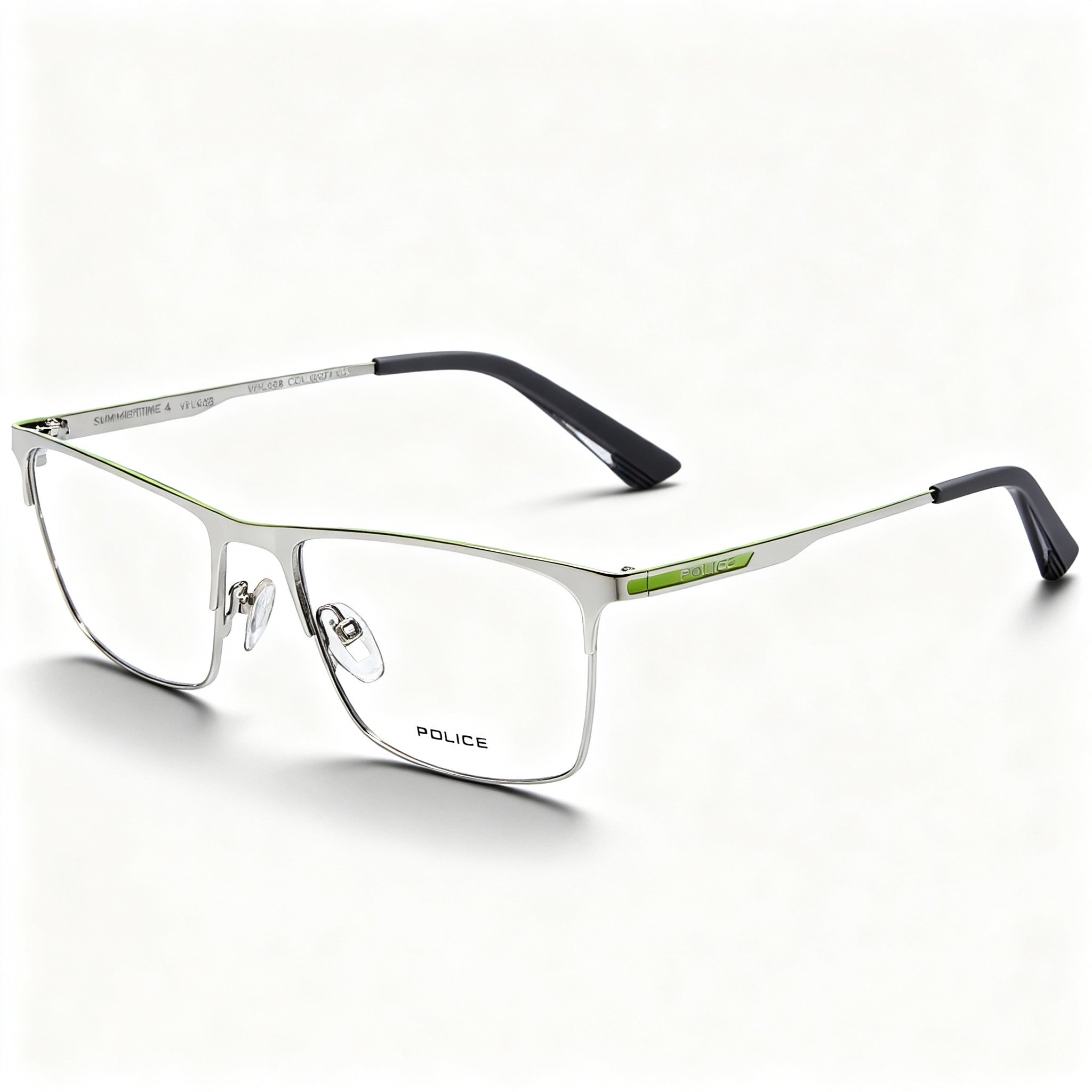 POLICE VPL698 Modern Style Unisex Metal Frame Eyeglasses with Non-Polarized Polycarbonate Lenses 54mm