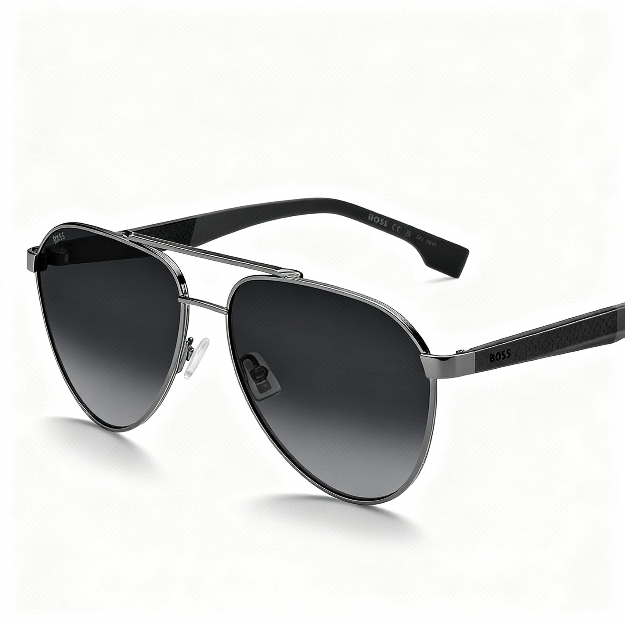 Hugo Boss Contemporary Unisex Alloy Steel Sunglasses, Brown Sol-X Grey, Dark Ruthenium Grey Non-Polarized Lenses, 60mm