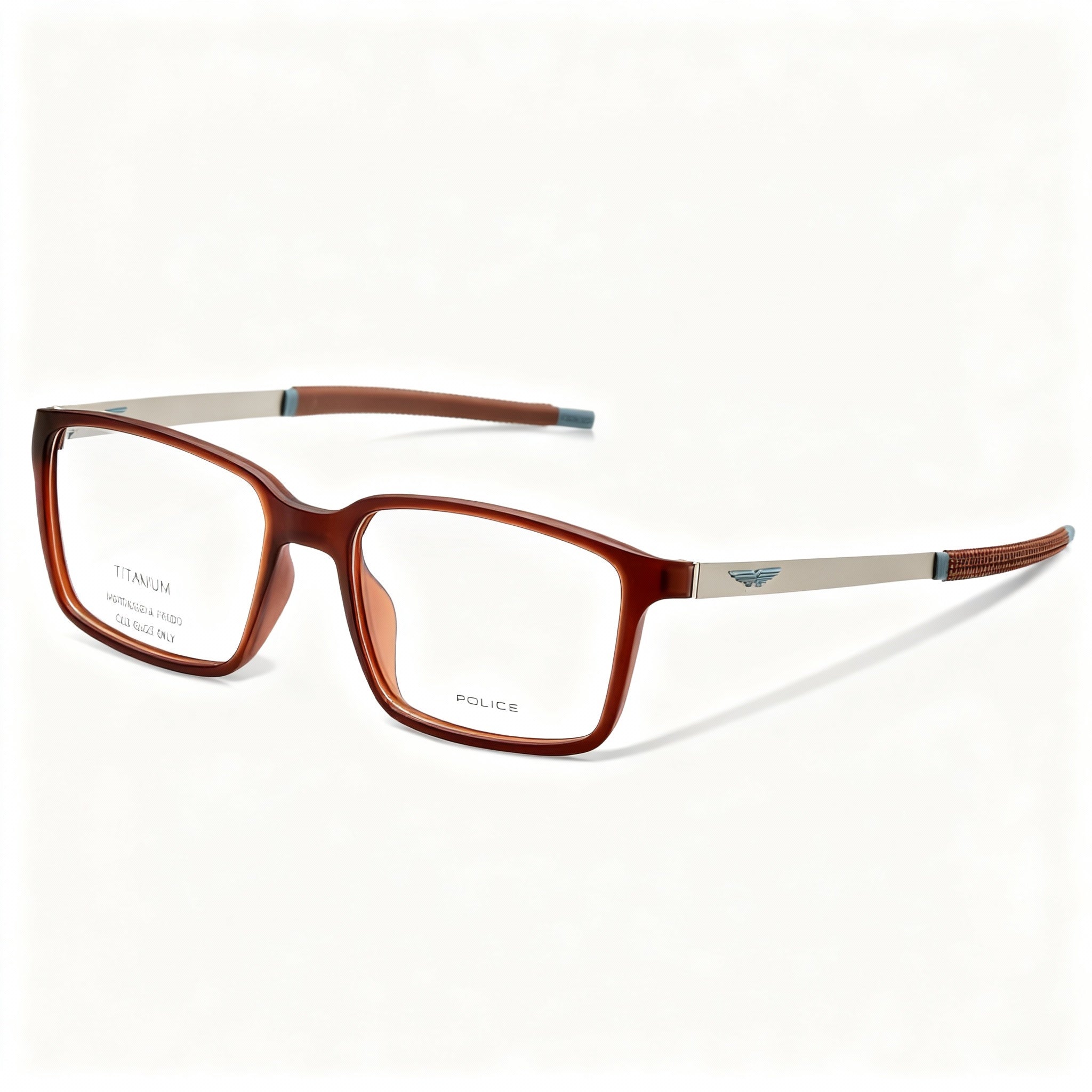Police Modern VPLF85 Men’s Acetate & Metal Semi Matt Transparent Brown Optical Frames, 54mm Lens