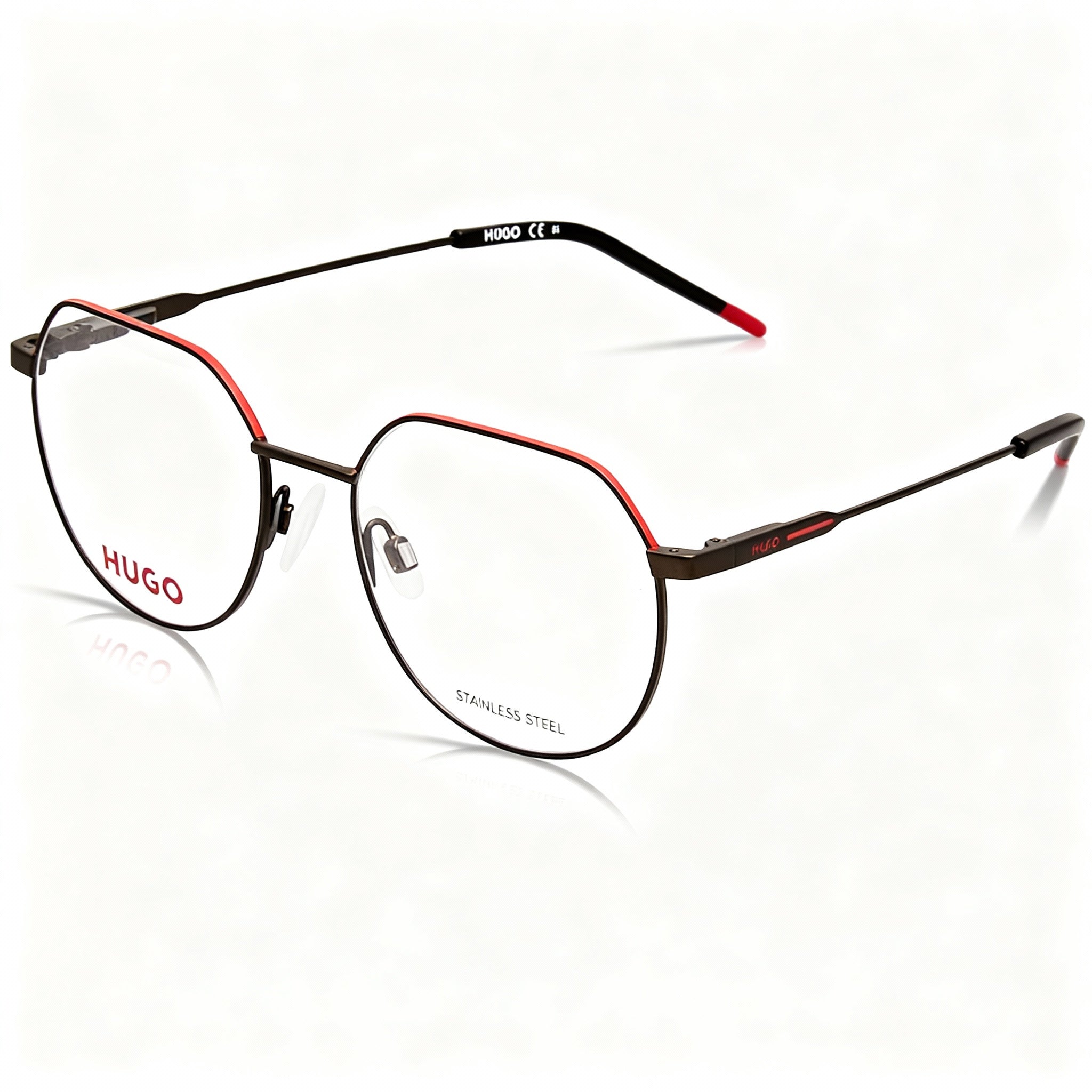 HUGO Hg 1179 Women's Modern Style Metal Frame Non-Polarized Eyeglasses, Matte Black Red, 53mm