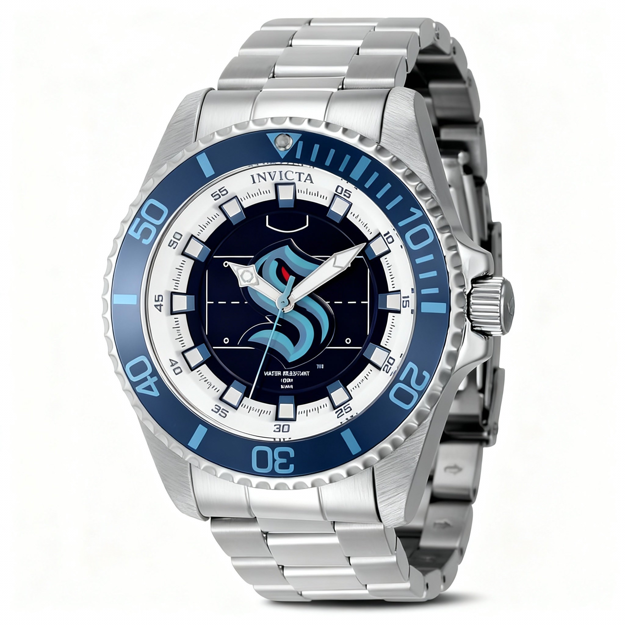 Invicta Men's NHL IN-42248-AMZUK Silver-Tone Stainless Steel 47mm Quartz 100m Water Resistant Luminous Watch