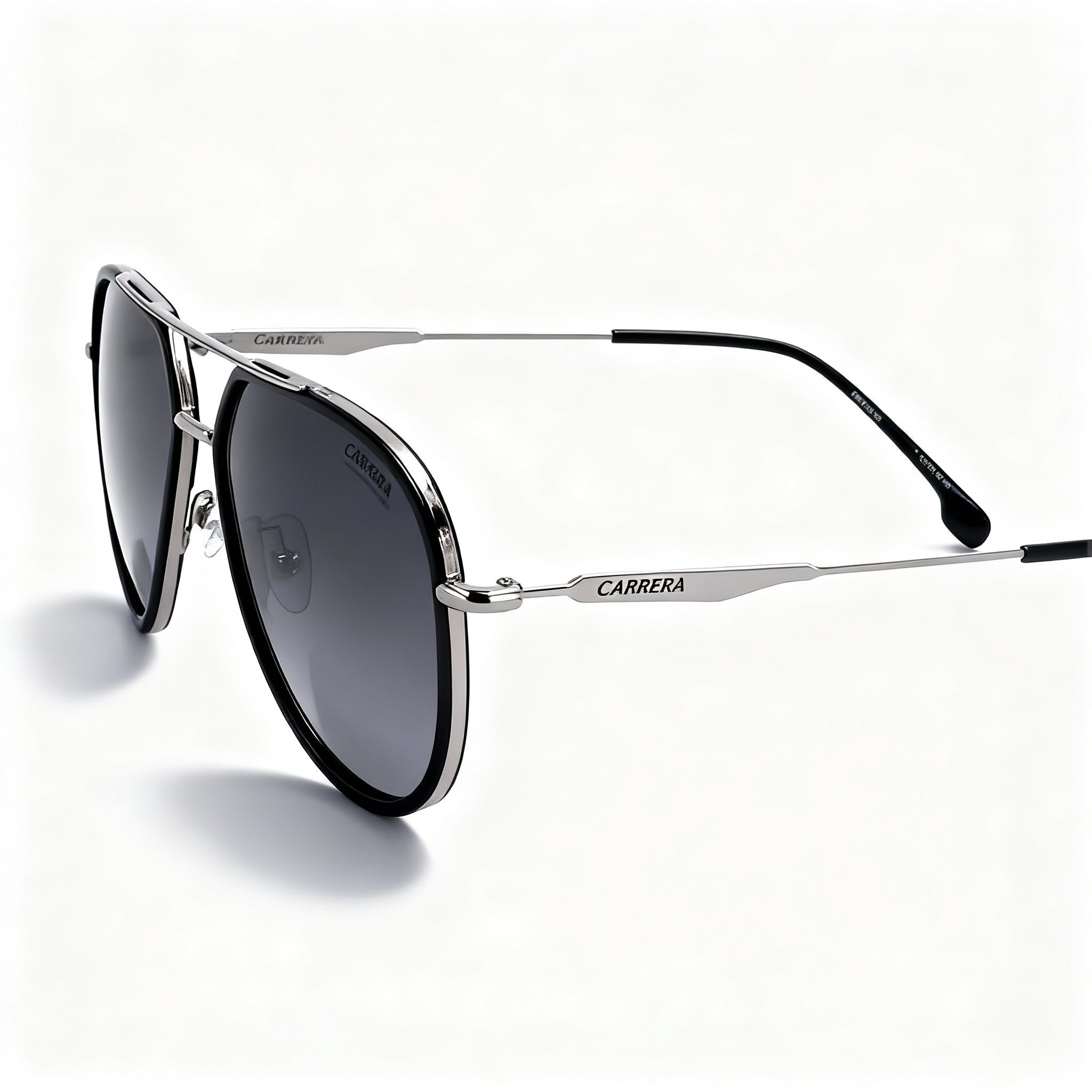 Carrera CARRERA 295/S Unisex Stainless Steel Sunglasses, Black Grey Shaded Frame, Dark Grey Shaded Lenses, 58mm