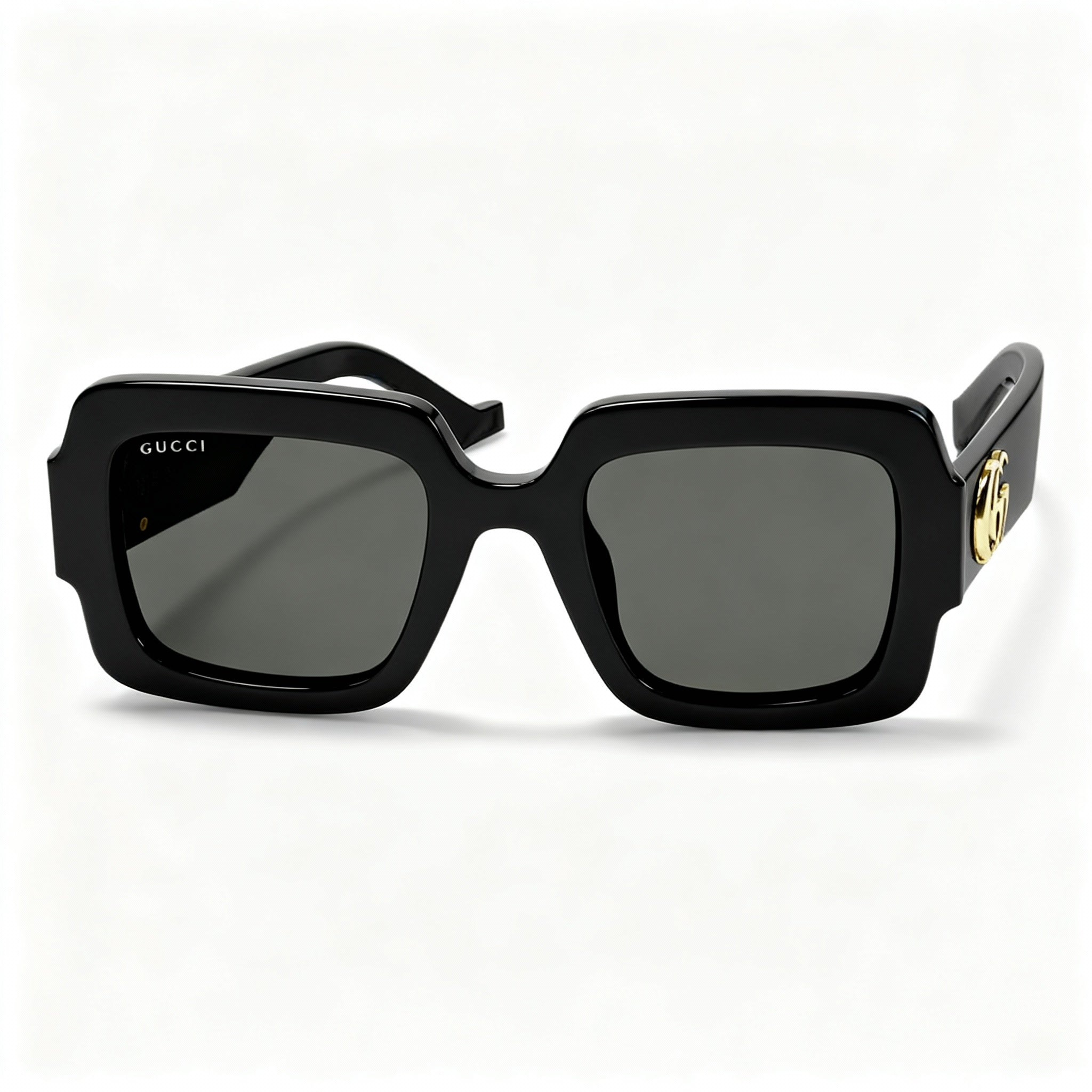 Gucci Women's Oversized Square INJECTED Black Grey Frame, Grey Lens Non-Polarized Sunglasses 50mm