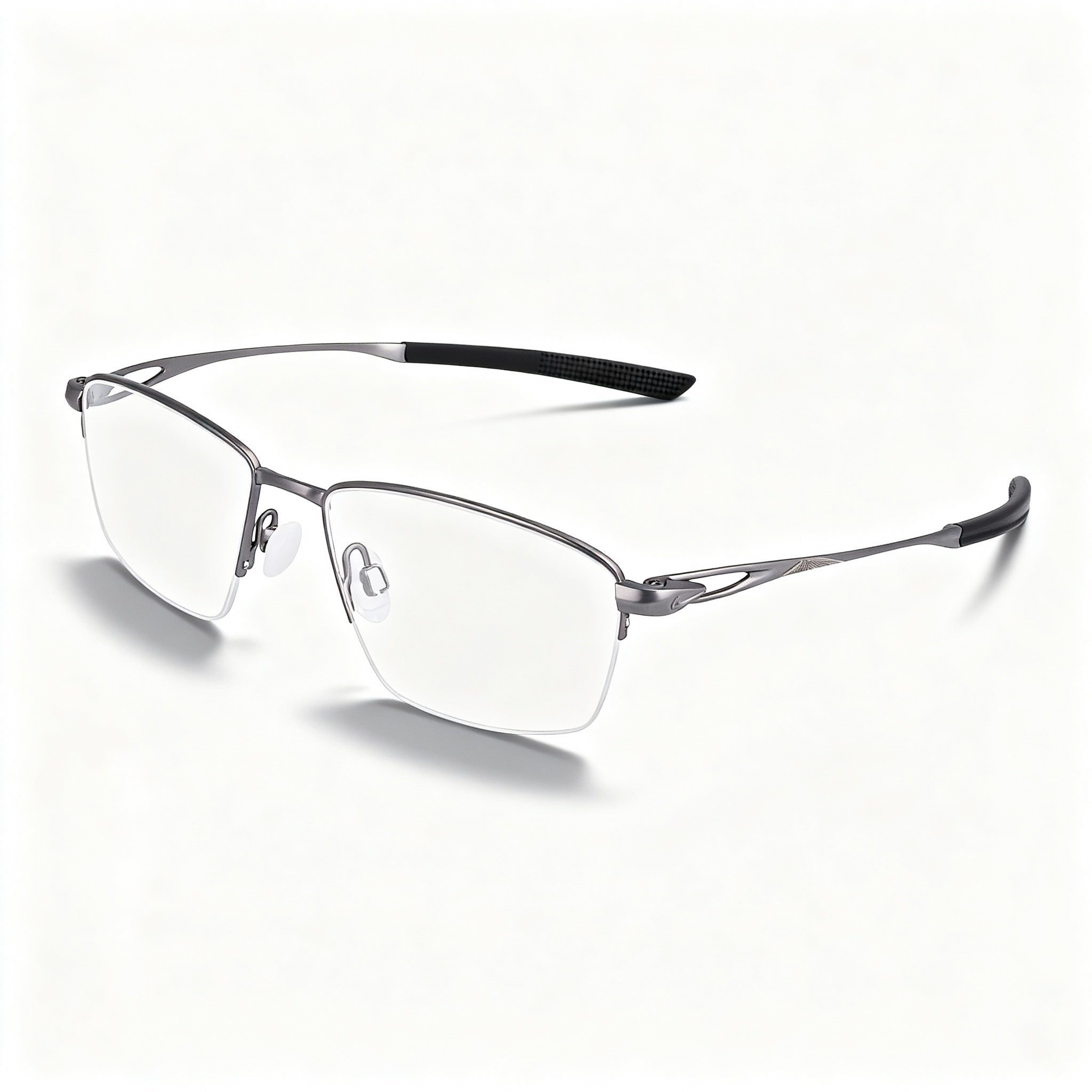 Nike 6045 Men's & Women's Gunmetal Titanium Semi-Rim Rectangle Prescription-Ready Optical Frames 52-18-140