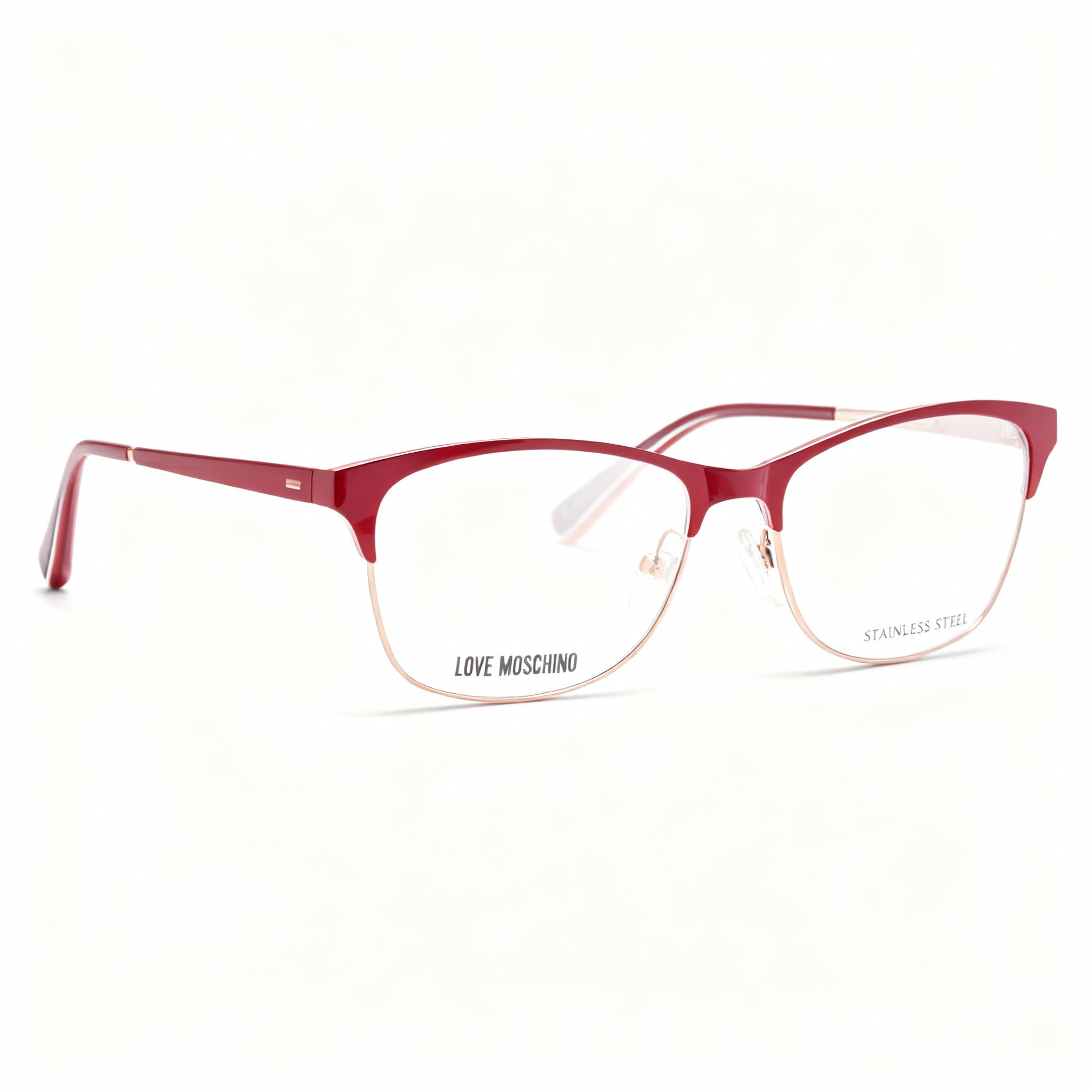 Love Moschino Women's Prescription Eyewear Red Metal Frames with Clear Lenses 53-16-145