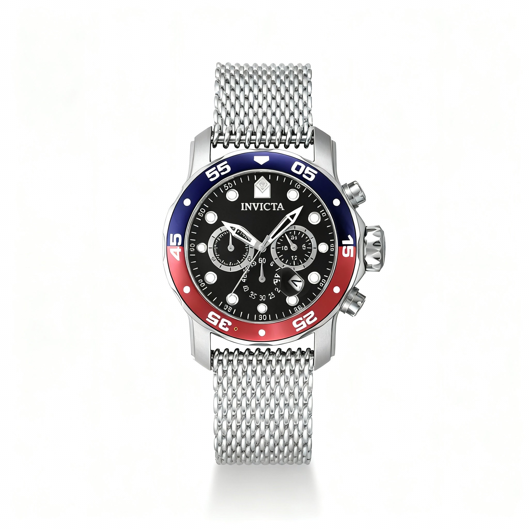 Invicta Men's Pro Diver 47630 Blue Red Black Bezel Stainless Steel Chronograph Watch 48mm