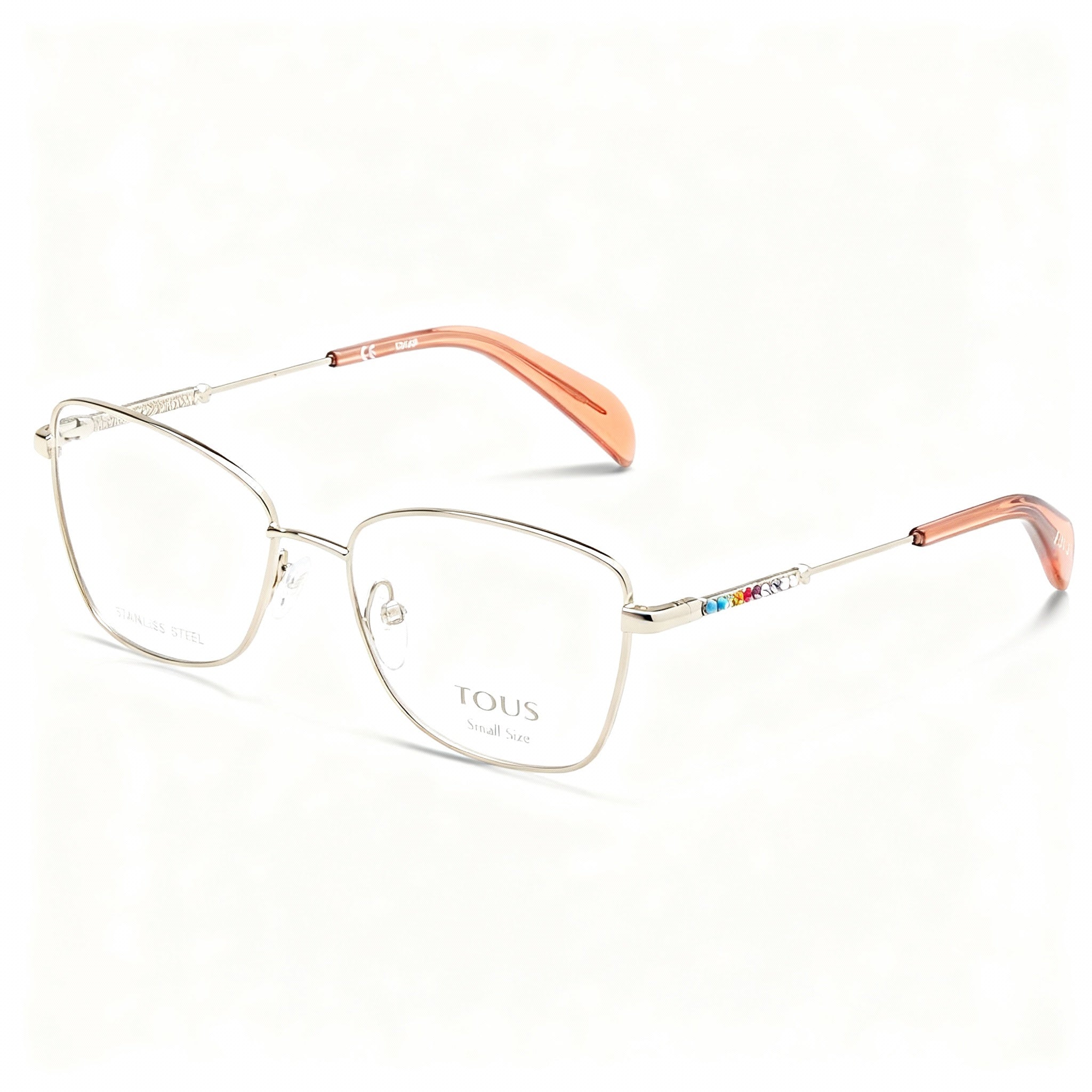 TOUS Classic Women's Light Gold Metal Eyeglasses Frames with 52mm Lens, 16mm Bridge, 135mm Temples