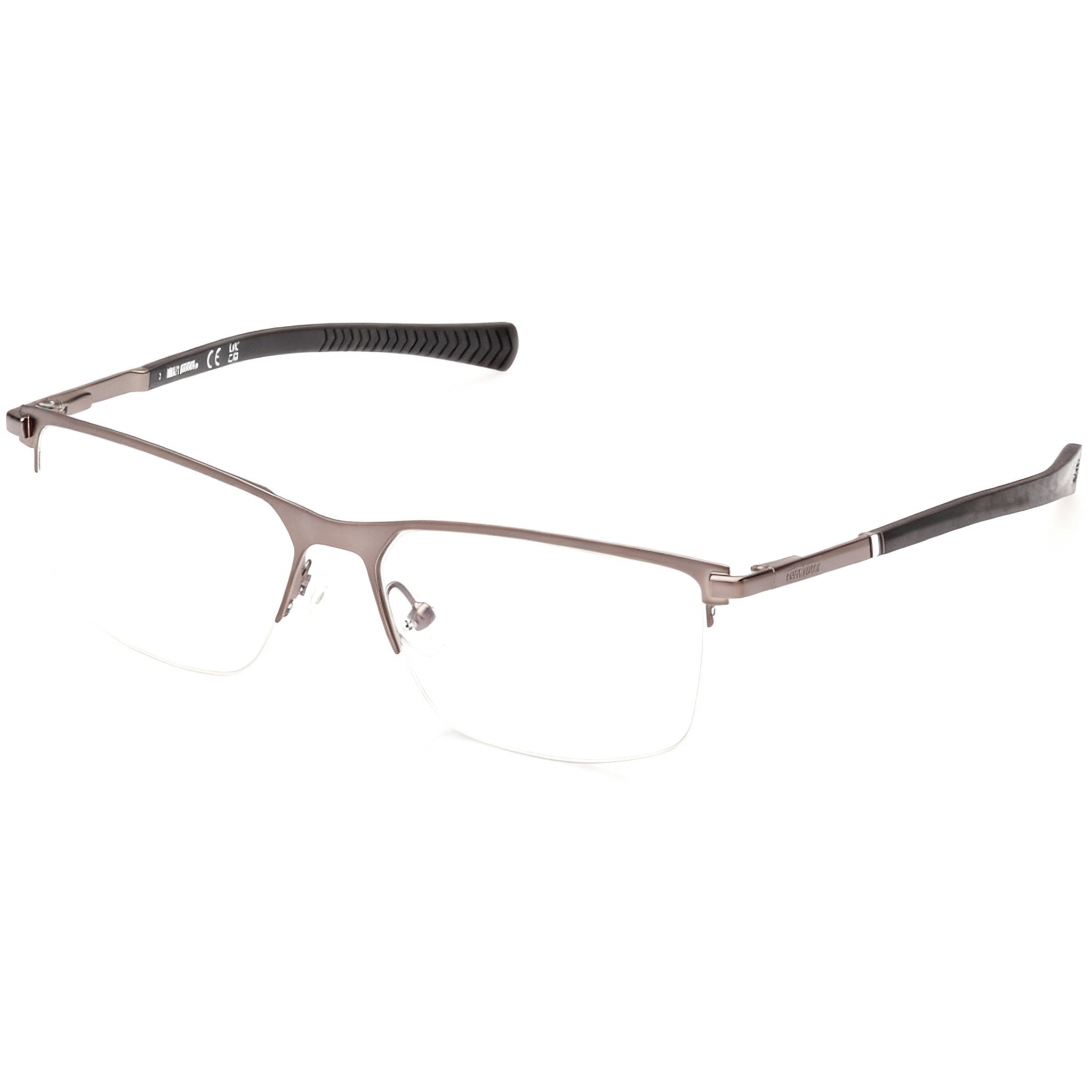 Harley-Davidson Hd0979 Unisex Metal Frame Eyeglasses, Matte Gunmetal, Polarized Clear Lenses, 57mm