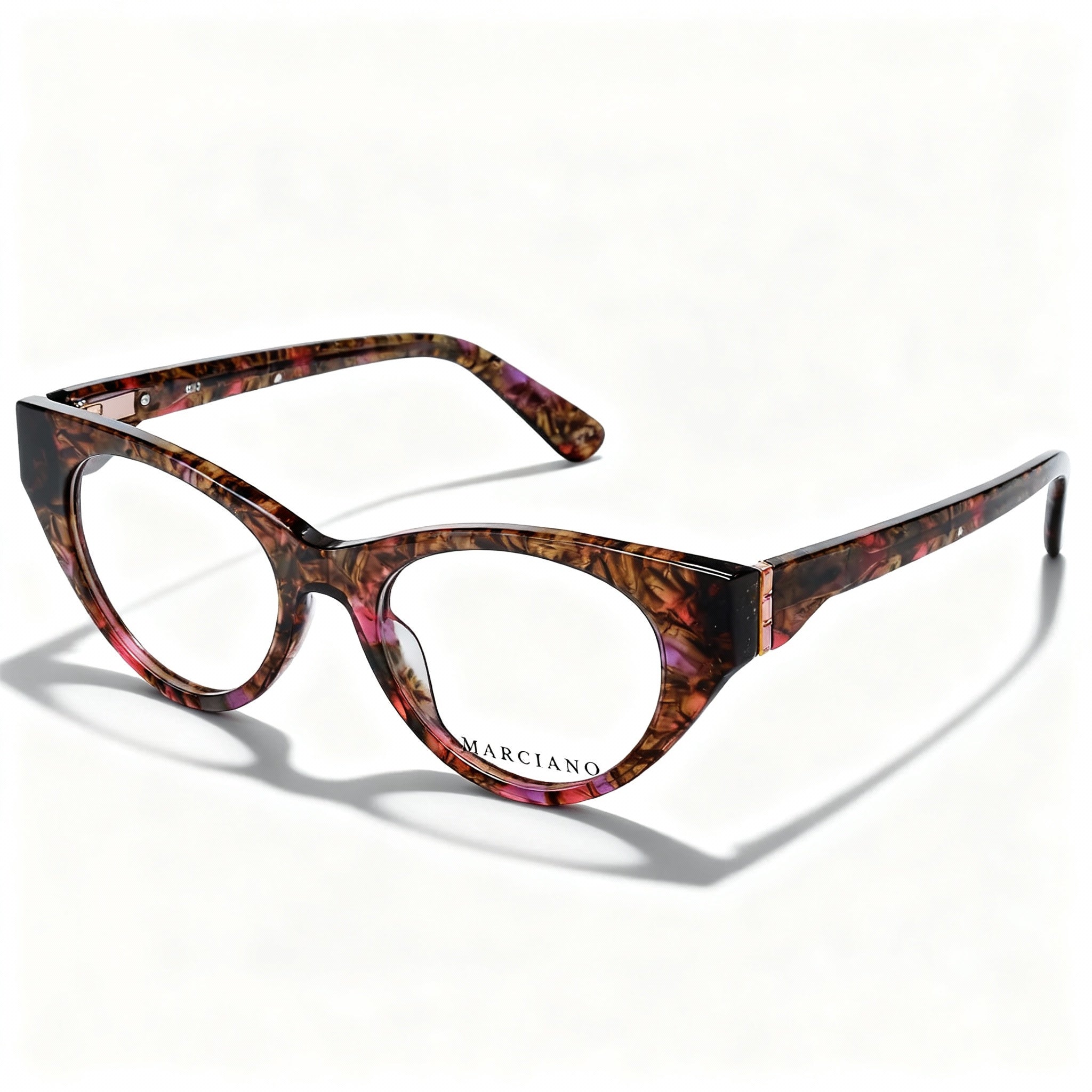 GUESS S7221427 Women's Cat Eye Eyeglasses Rose Pink Brown Pantographed Plastic 49-18-140