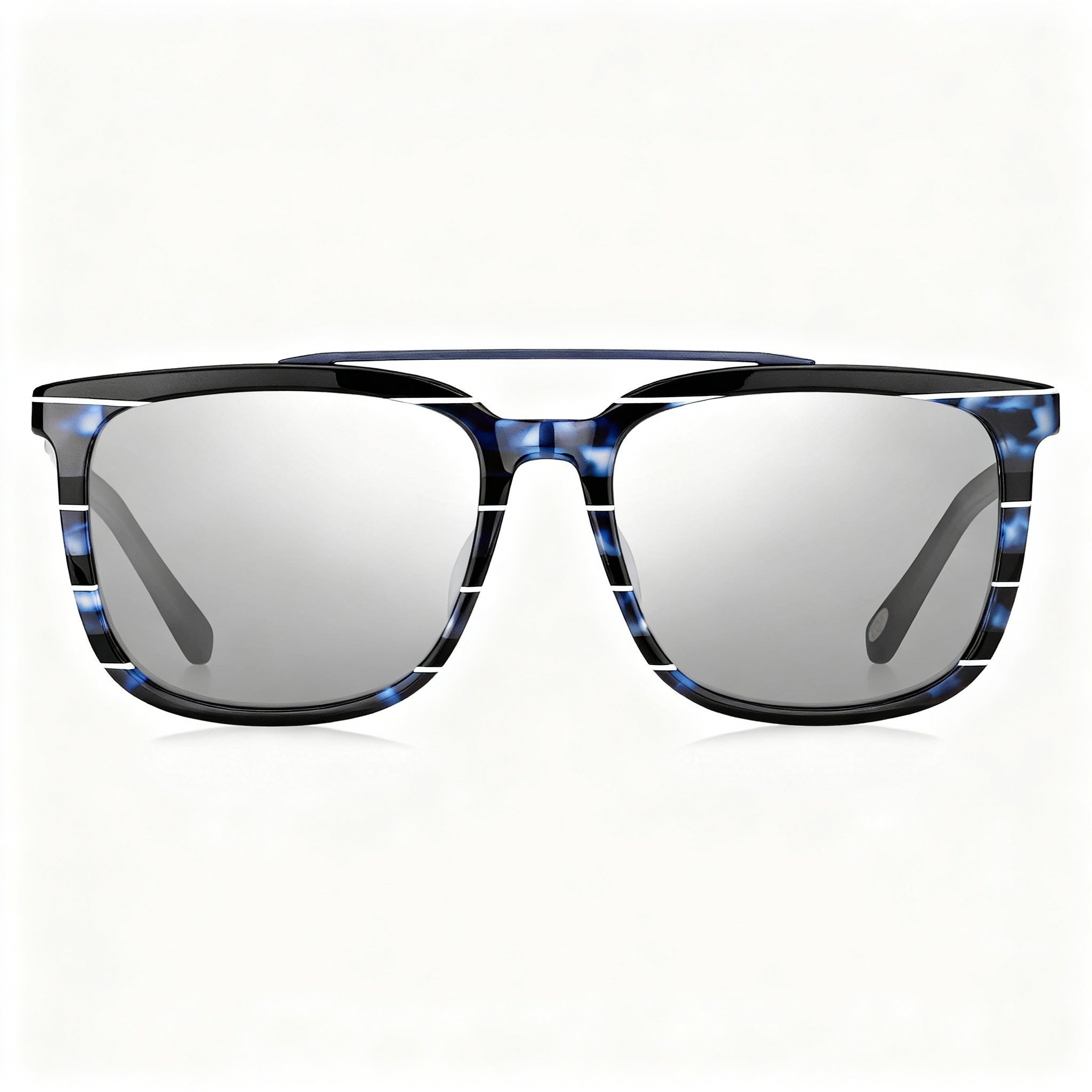 Fossil FOS 2090/S JBW/T4 Men's Pilot Acetate Sunglasses, Blue Havana Frame, Grey Mirror Non-Polarized Lenses 55-17-145