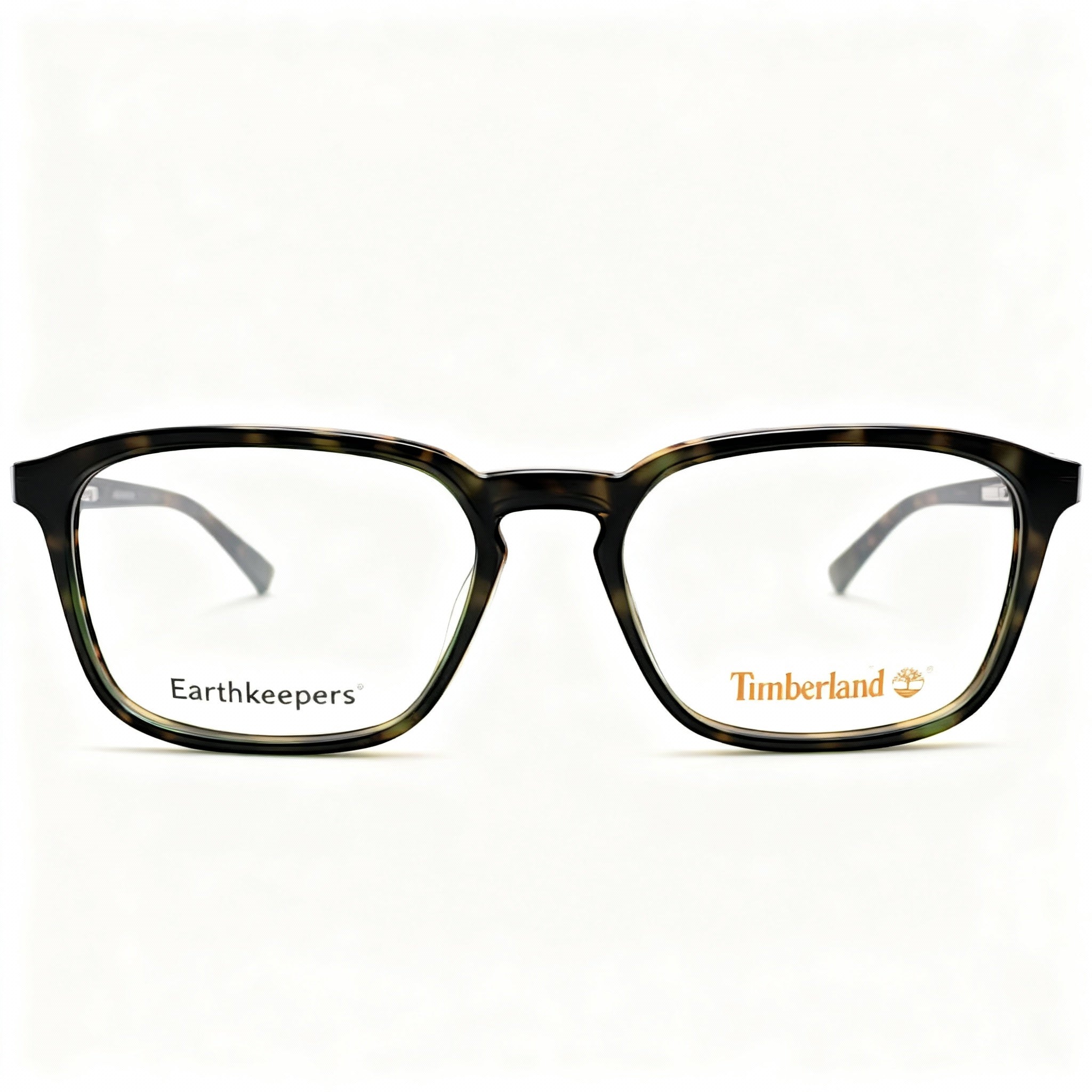 Timberland Men’s Casual Blue Light Blocking Eyeglasses, Dark Green Plastic Frame, Transparent Non-Polarized Lenses, 53mm