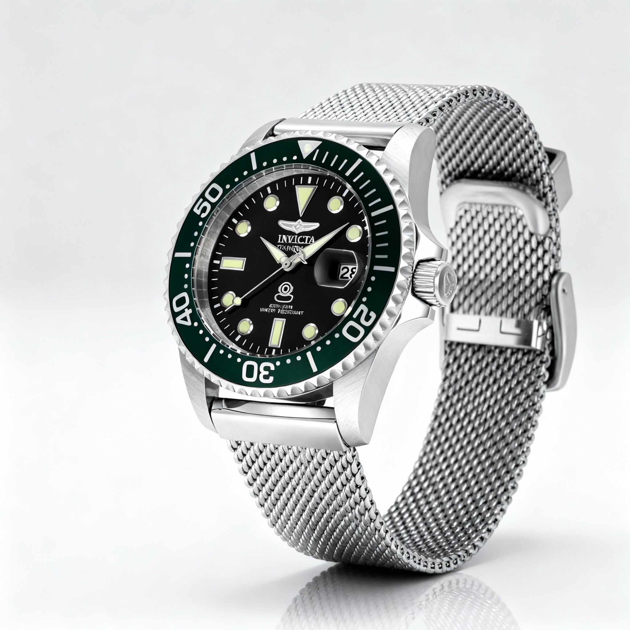 Invicta Pro Diver 48216 Unisex Classic Quartz Watch, Stainless Steel, Gold Dial, 20 Bar WR, Extra Straps, 42mm