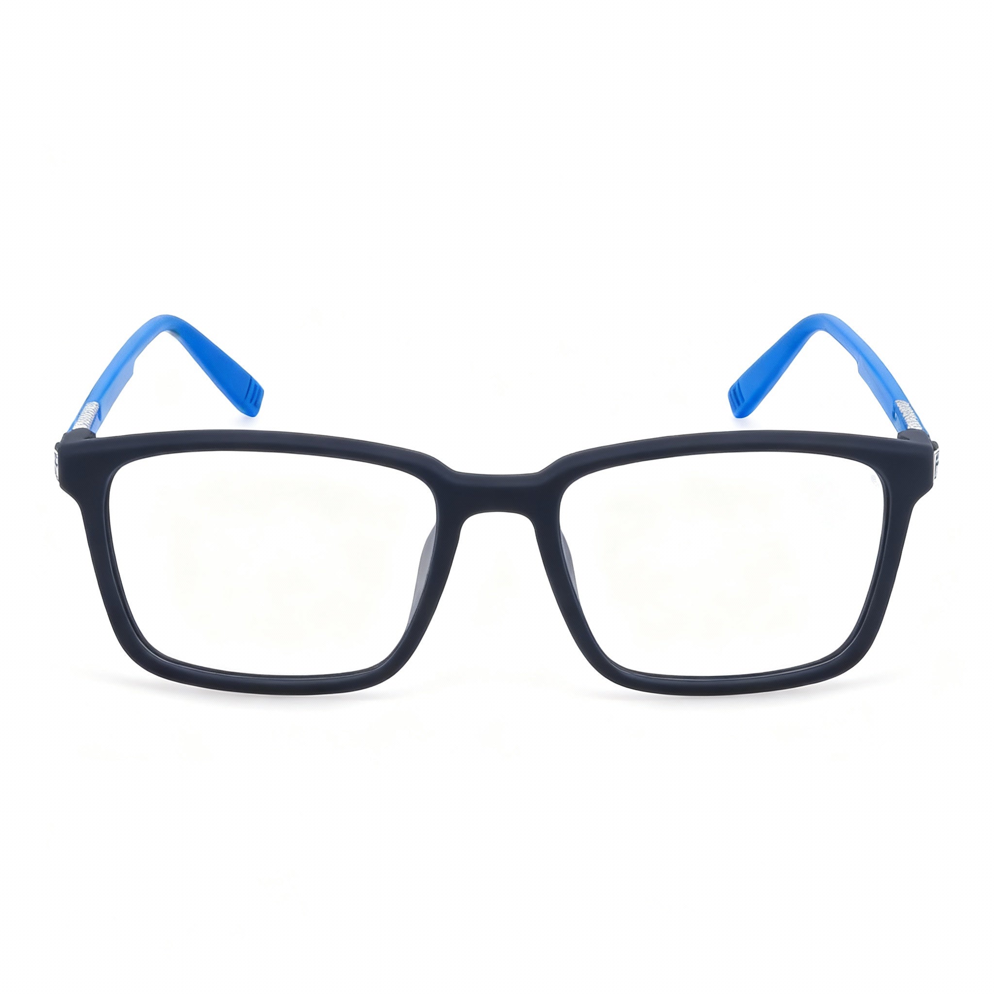 Fila VFI121 Men's Full-frame Plastic Eyeglasses Rubberized Blue, Non Polarized Polycarbonate Lenses, 53mm