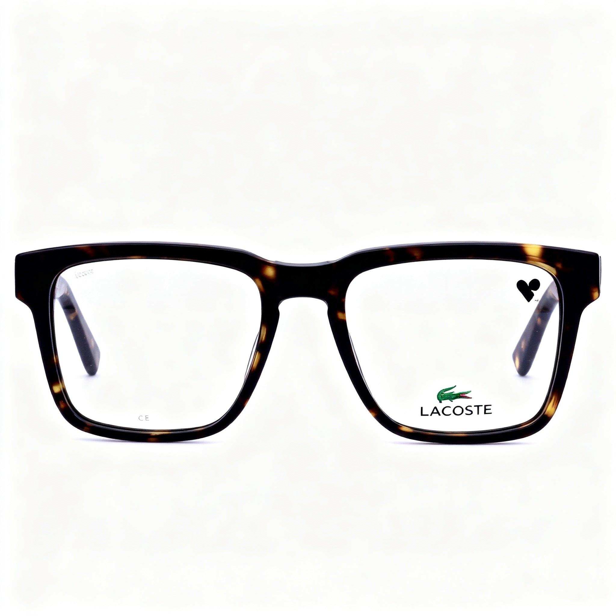 Lacoste Modern Unisex Eyeglasses, crafted with a Dark Havana Acetate Frame, featuring a 53mm Lens Width.