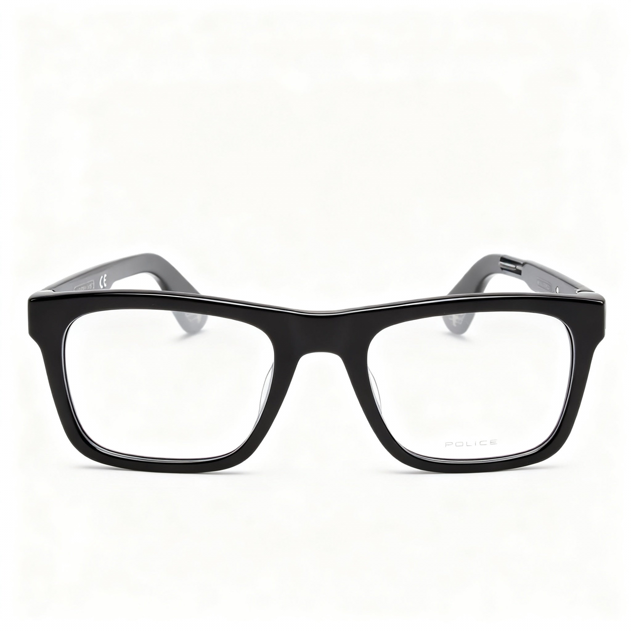 Police ORIGINS BULLET 1 VPLE37N Unisex Modern Square Plastic Frame Eyeglasses Shiny Black 52mm