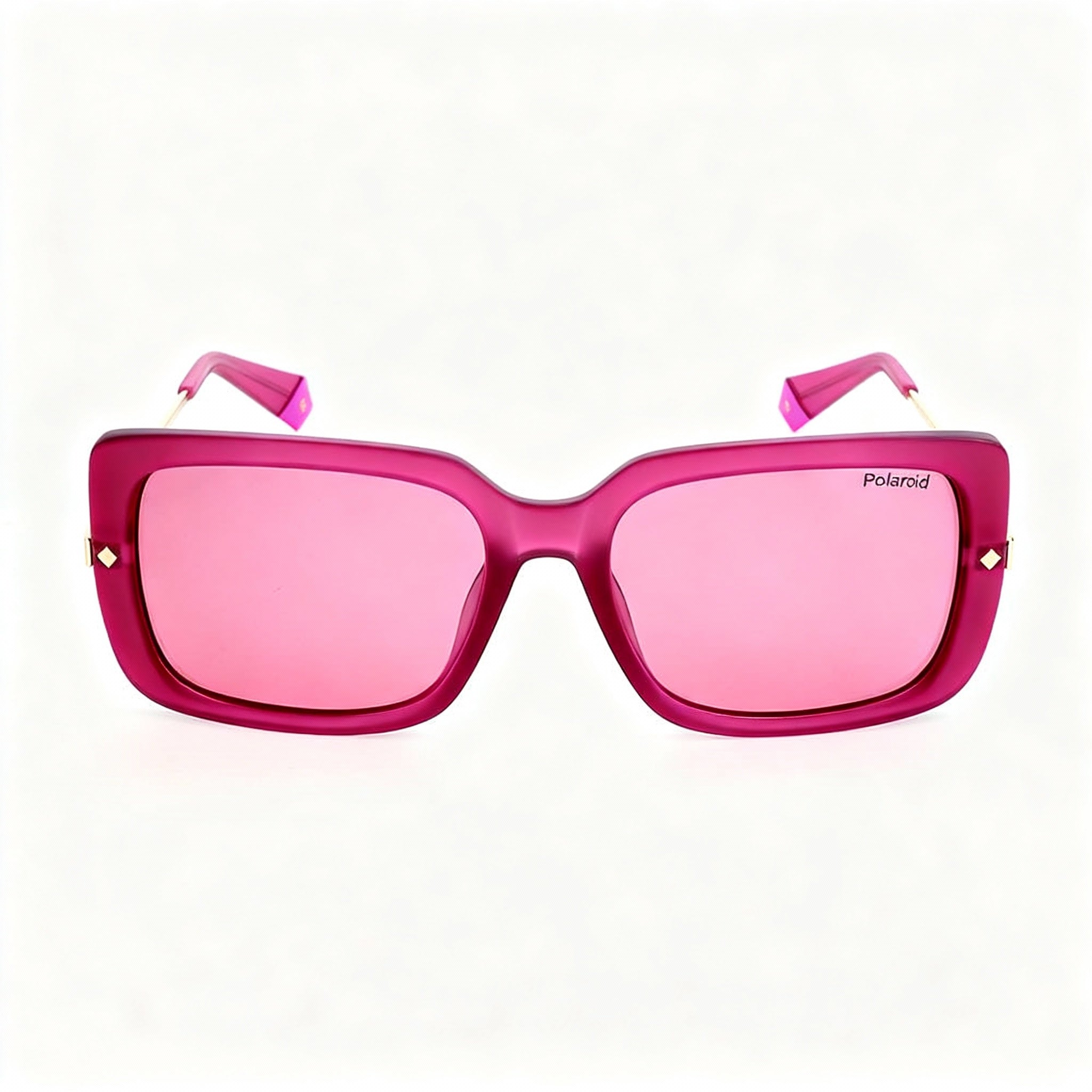 Polaroid Sunglasses Pld 4075/S Women's Square Non-Polarized, Cyclamen Pink Plastic Frame, Gray Lens, 56-18-145mm