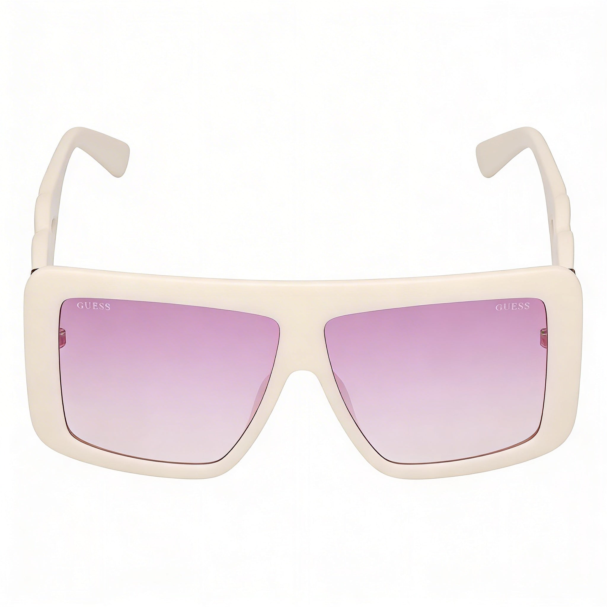 GUESS Classic Women's White Injected Shield Sunglasses, Violet Lenses, 60-10-130