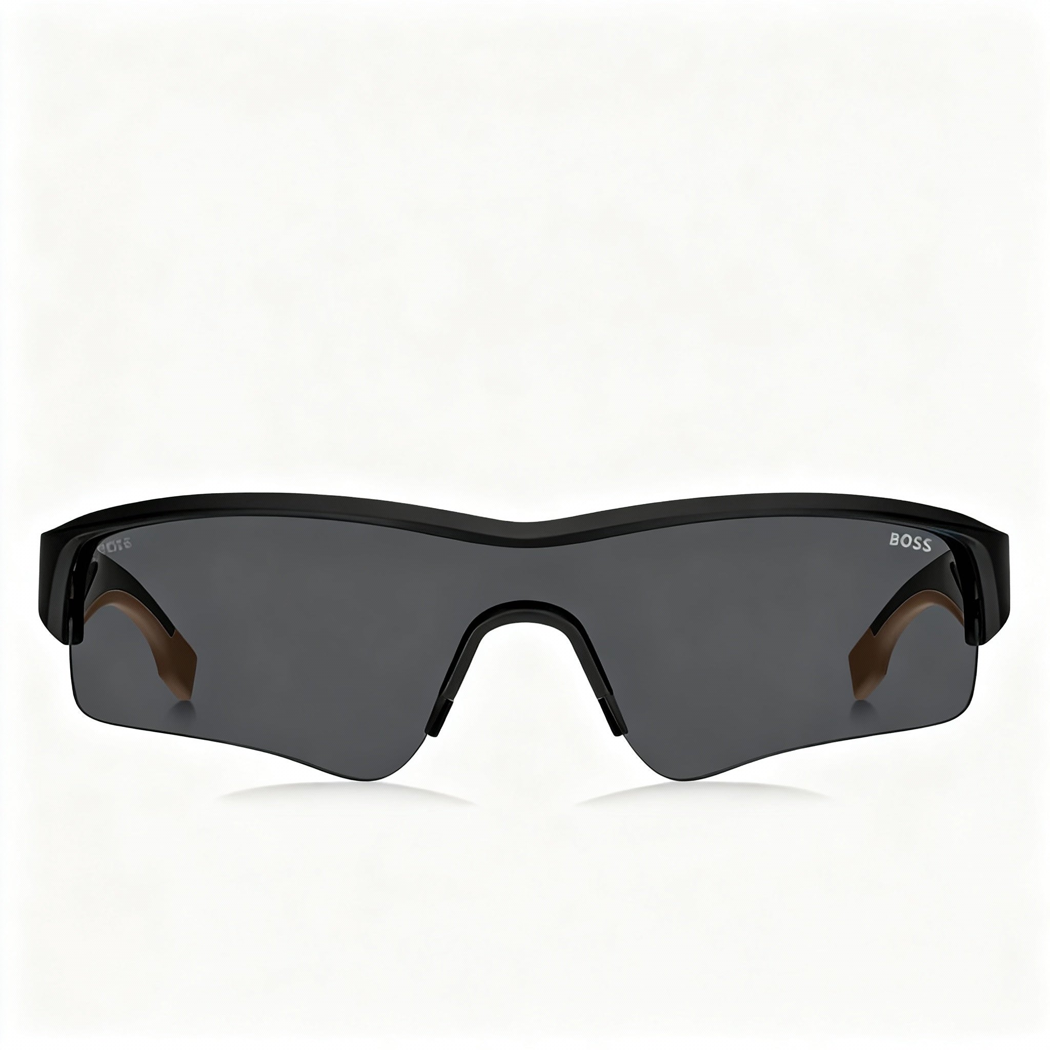 Hugo Boss BOSS 1607/S Men's Rimless Mask Classic Black/Grey Plastic Sunglasses Grey Lenses 99-1-125