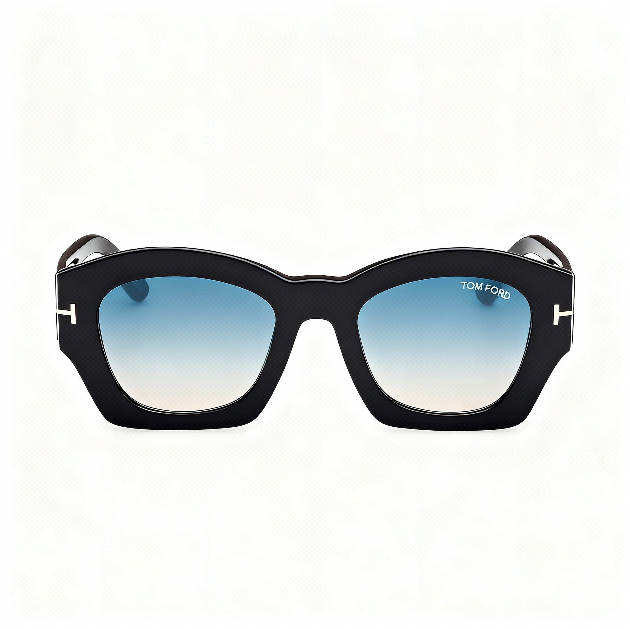 Tom Ford Geometric Women's Shiny Black Acetate Frame Polarized Gradient Green Lenses Sunglasses 52mm