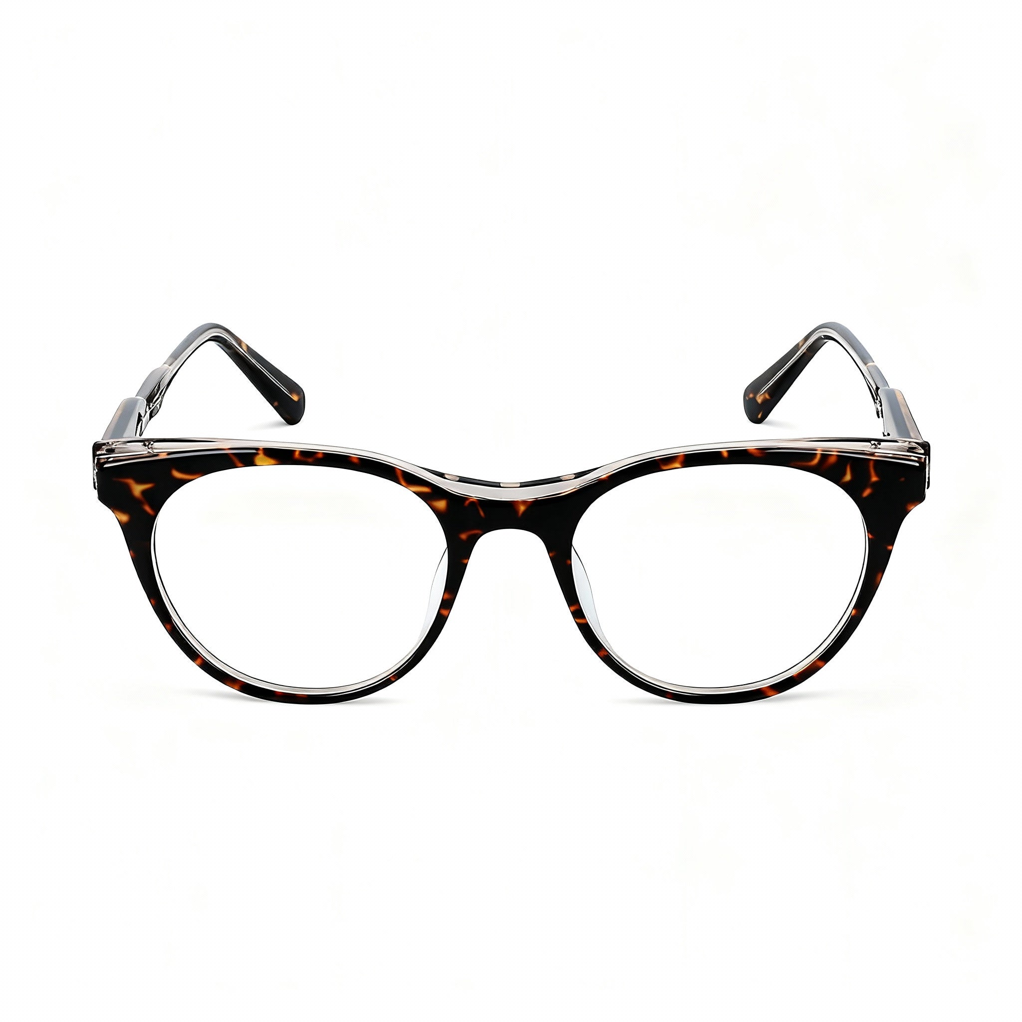 Calvin Klein Women's CKJ19107 Cat Eye Eyeglasses, Dark Havana Acetate Frame, Clear Polycarbonate Lens 52mm