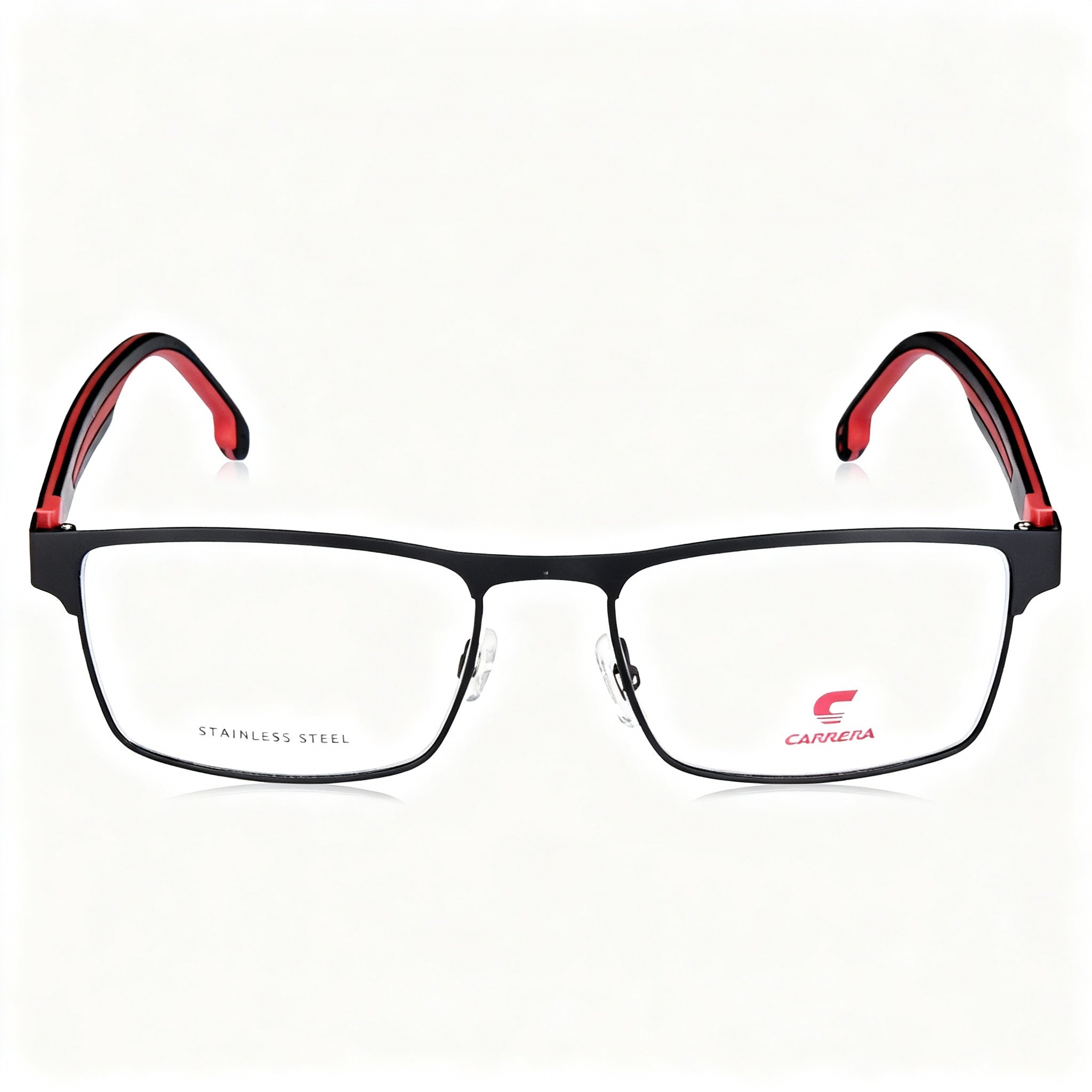 Carrera Modern Women's Eyewear, Alloy Steel Frame, Polycarbonate Lenses, Matte Black Red, 57mm