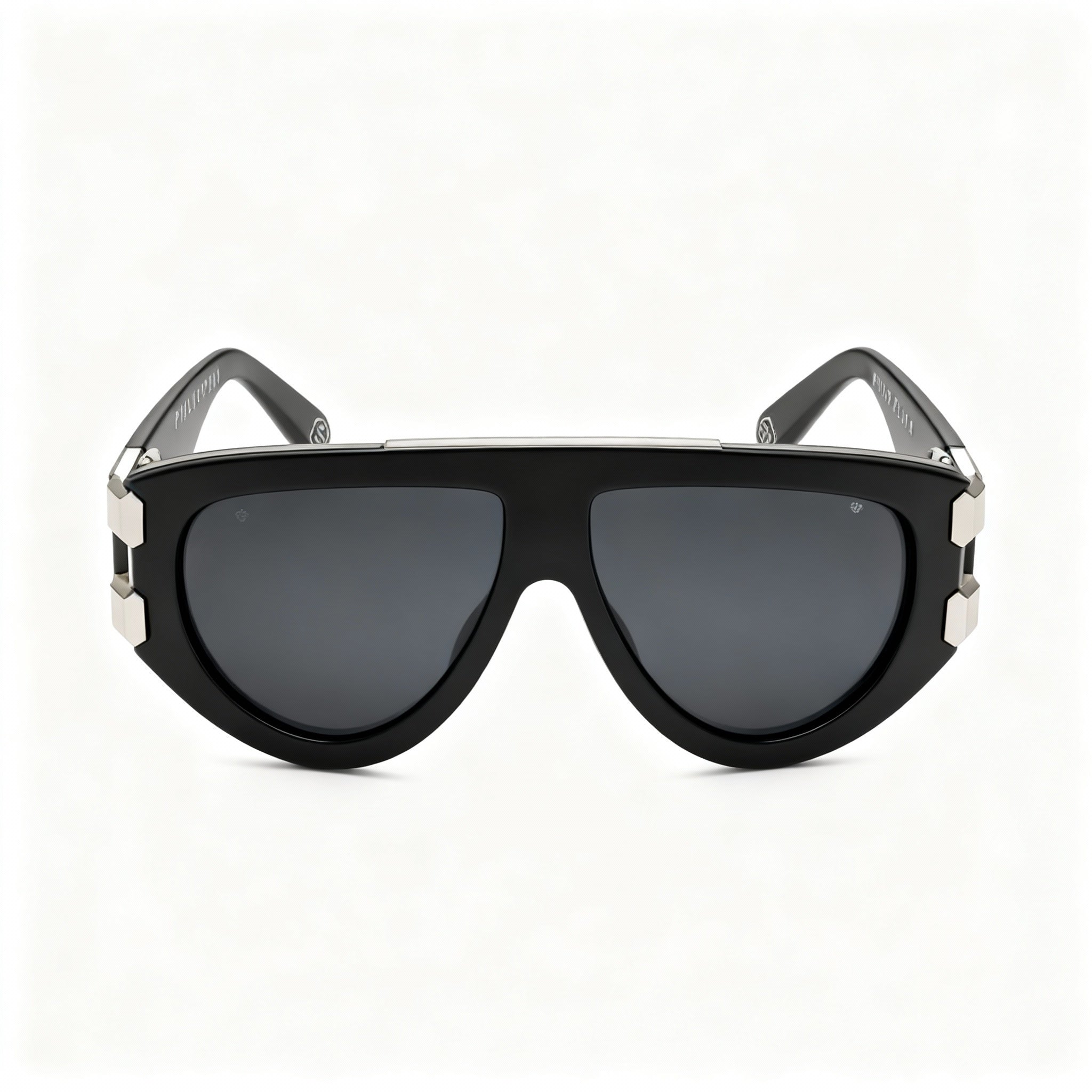 Philipp Plein SPP127M Men's Casual Shiny Black Cellulose Acetate Non-Polarized Smoke Sunglasses 60/13/145