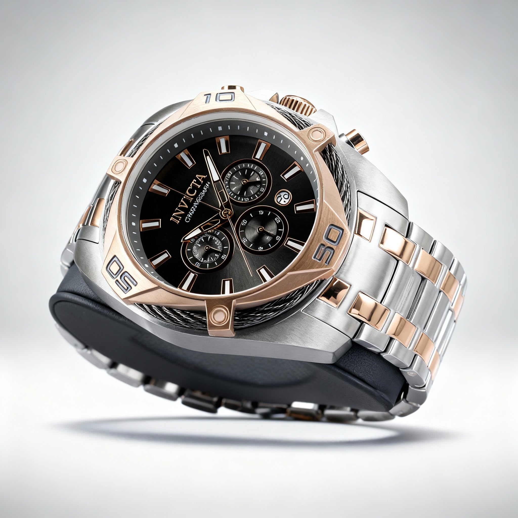 Invicta Bolt Men's 50mm Chronograph Quartz Two-Tone Stainless Steel Watch, Grey Dial, 100m Water Resistant