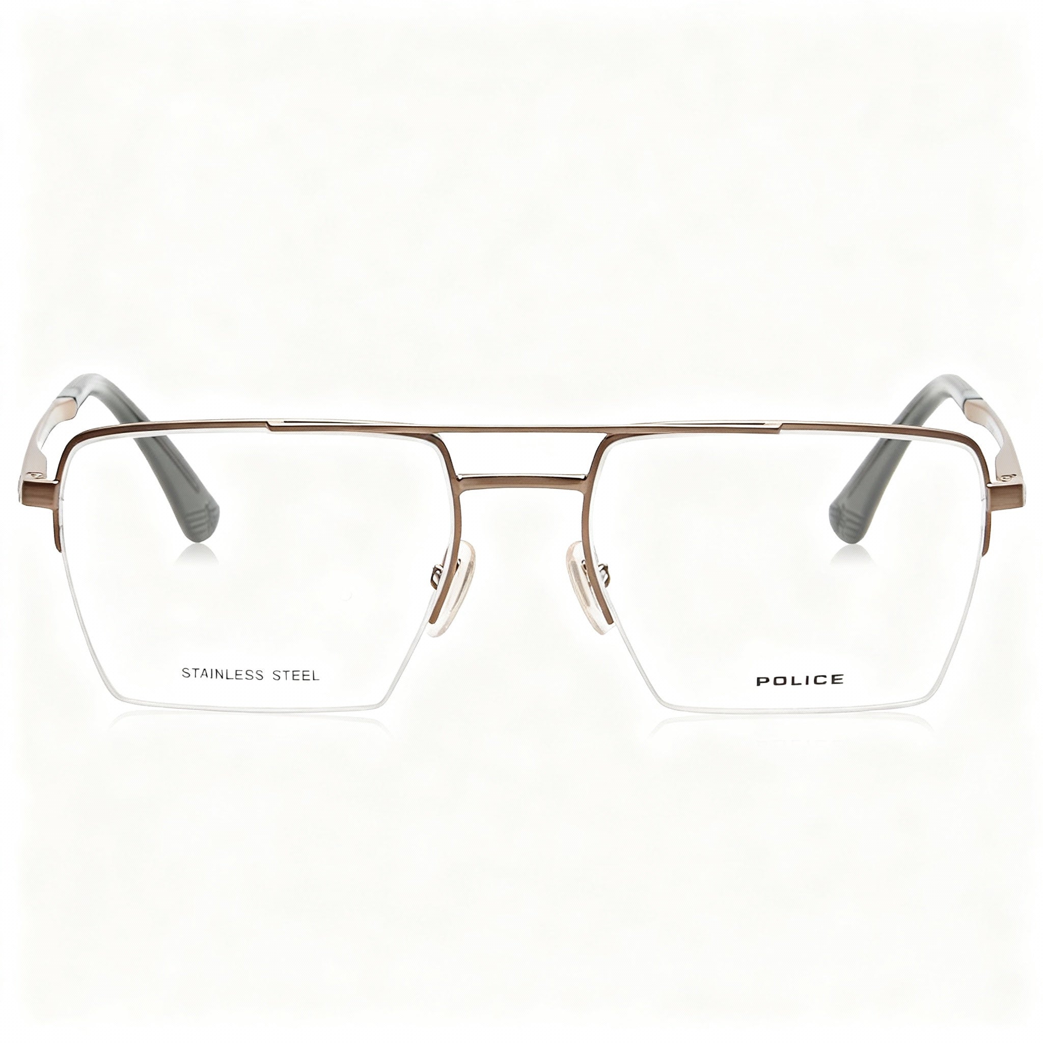 Police classical Men's Optical Eyeglasses with Shiny Satin Bronze Metal Frame, Size 55-18-145