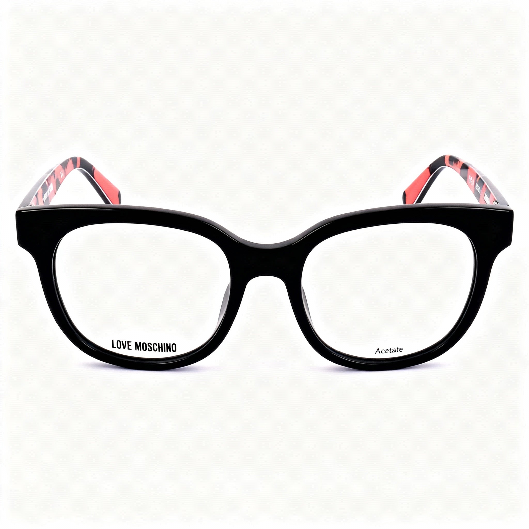 Moschino Love Mol599 Women's Modern Black Pattern Red Acetate Frame Non-Polarised Lenses Eyewear 51mm