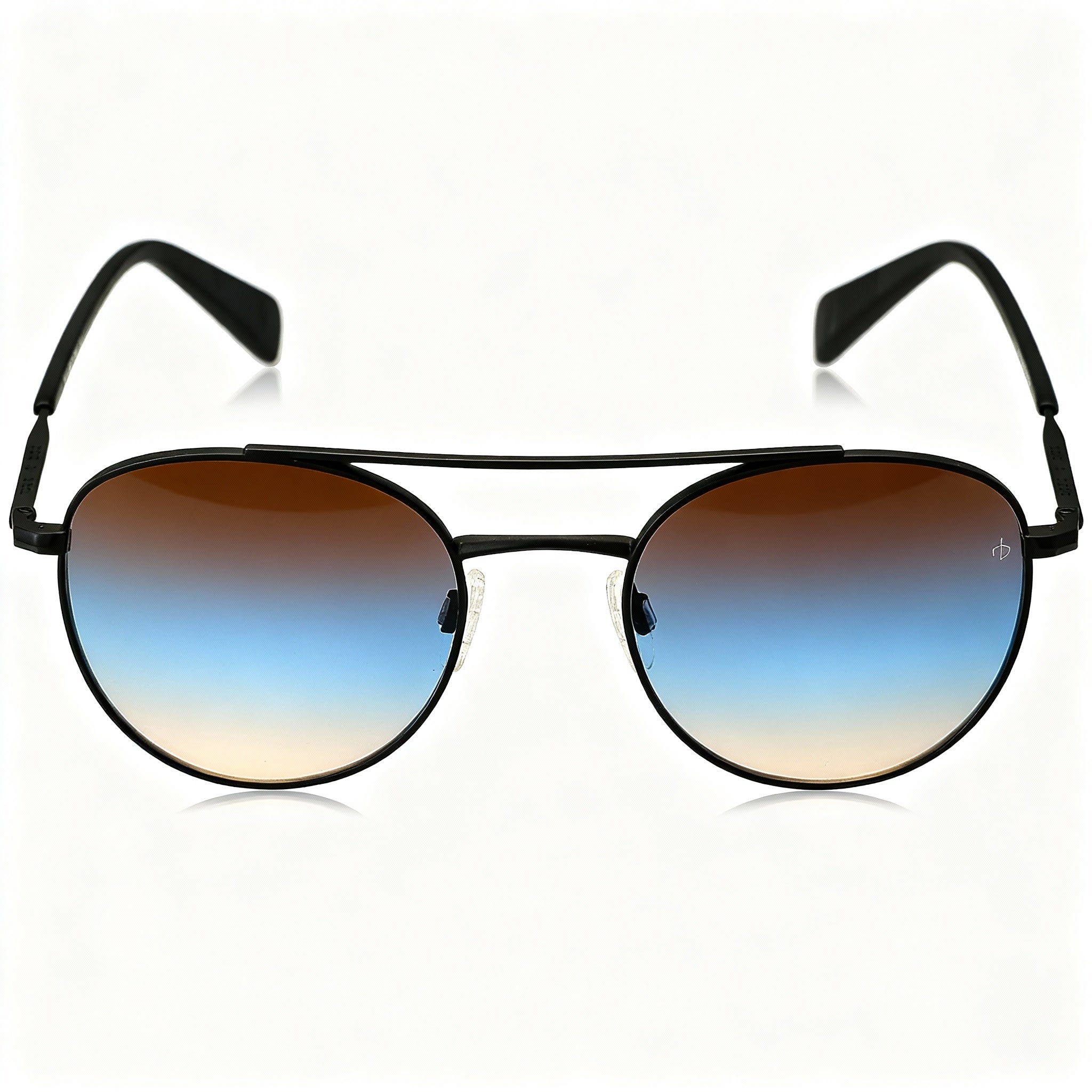 rag & bone Casual Women's Stainless Steel Non-Polarized Sunglasses, Matte Black Brown Frame, Brown Teal Lens 51mm