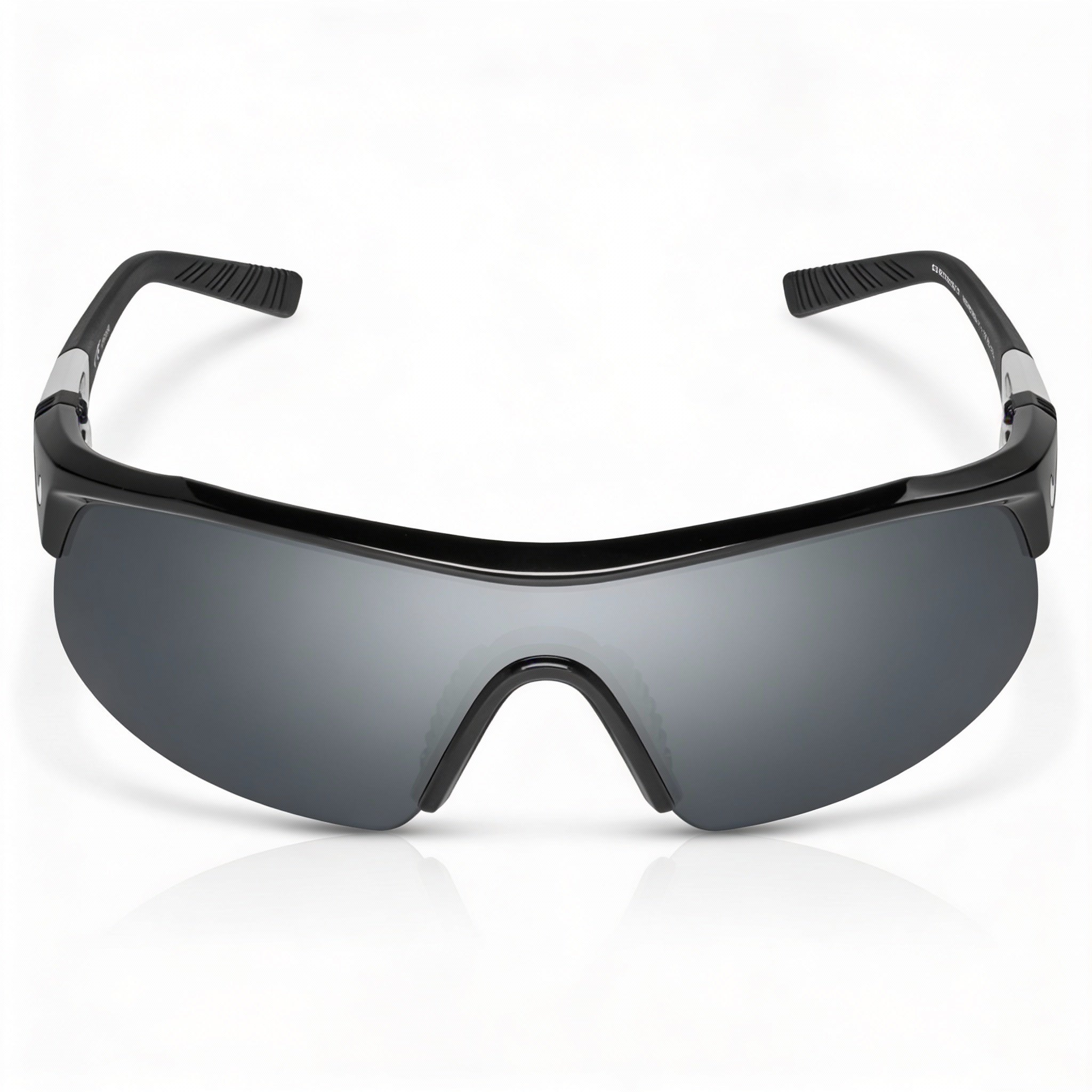 Gafas de sol Nike para hombre, montura de plástico negra con destellos plateados, lentes plateadas con protección UV 100 %, 58 mm